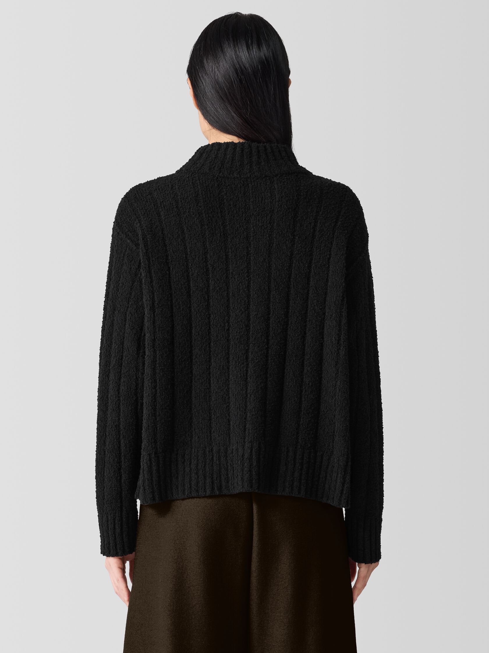 Cotton Fluff Rib Turtleneck Top