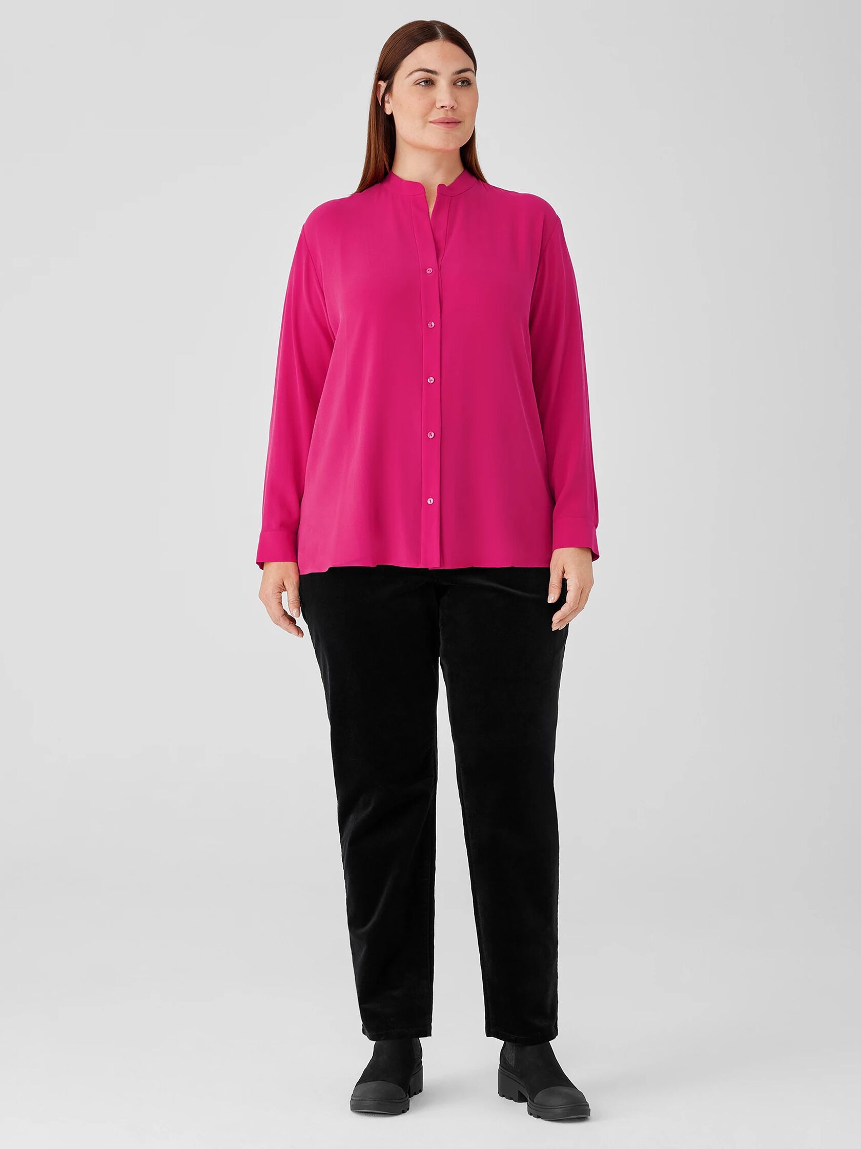 Silk Georgette Crepe Shirred-Back&nbsp;Shirt