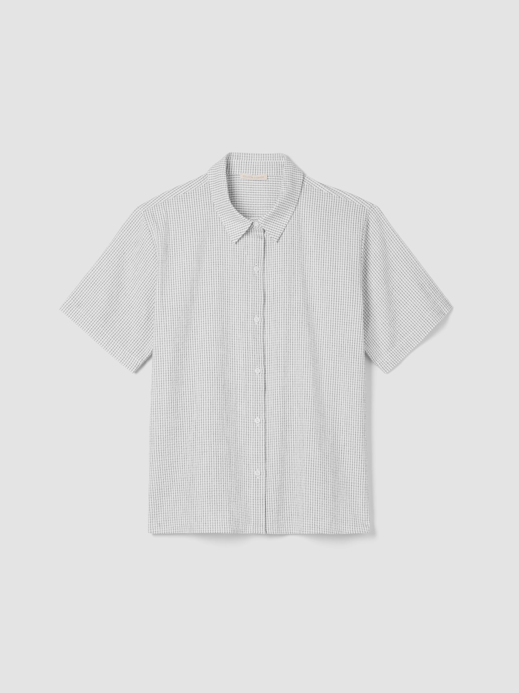Organic Cotton Ripple&nbsp;Checkered&nbsp;Short-Sleeve Shirt