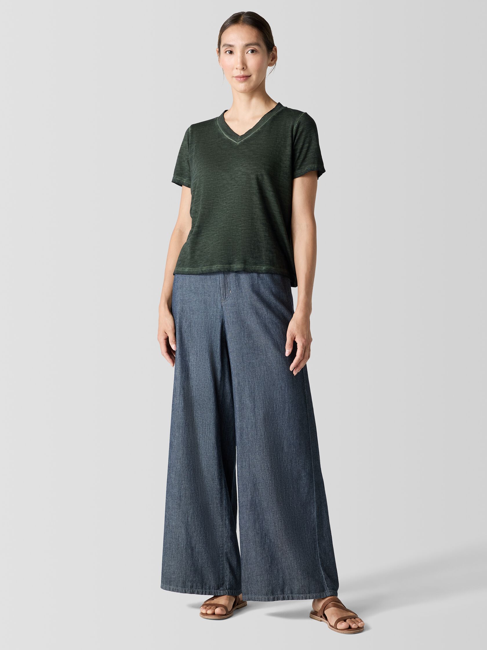 Organic Cotton Hazy Slub V-Neck Tee