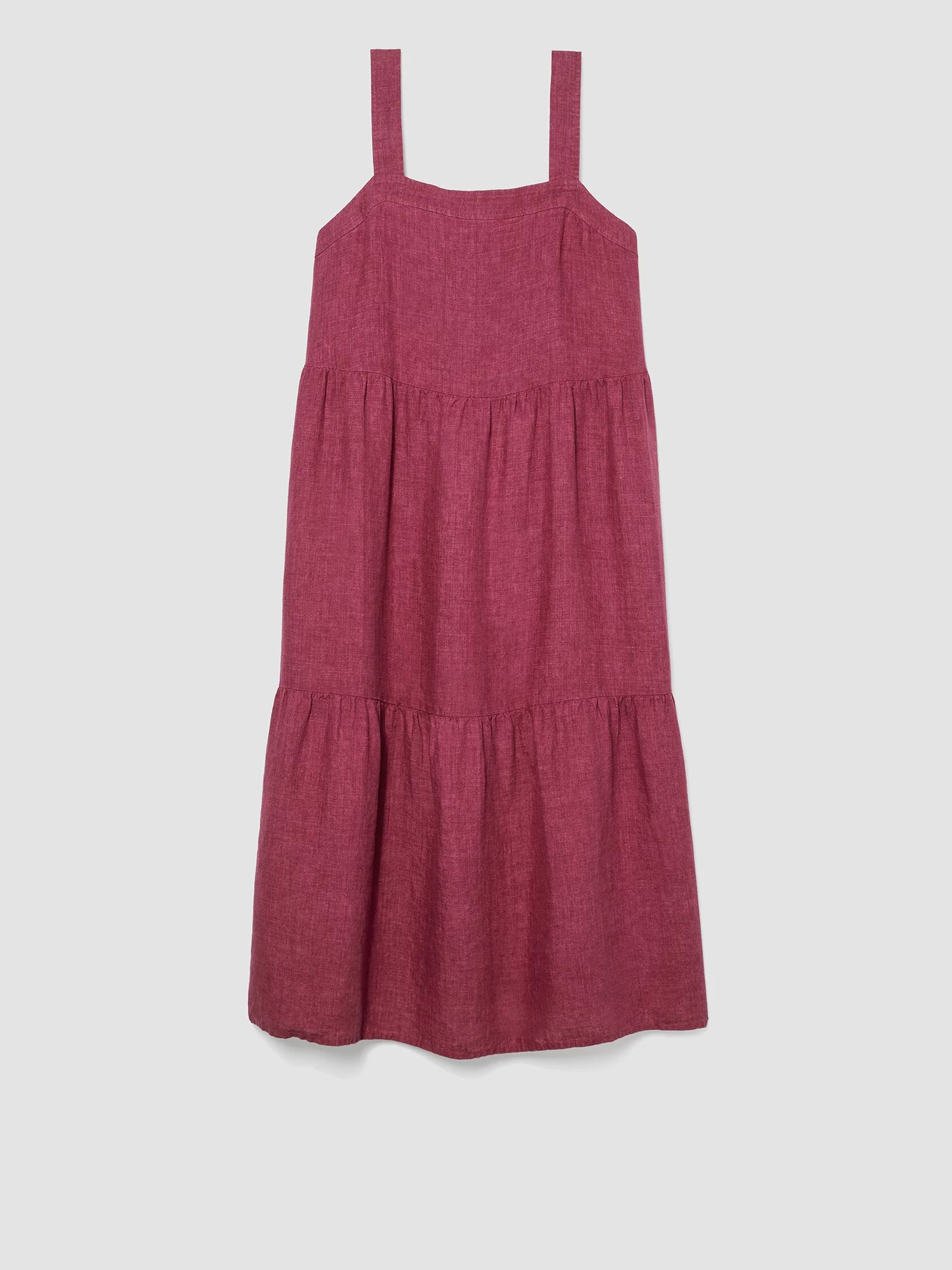 Washed Organic Linen Delave Tiered Dress