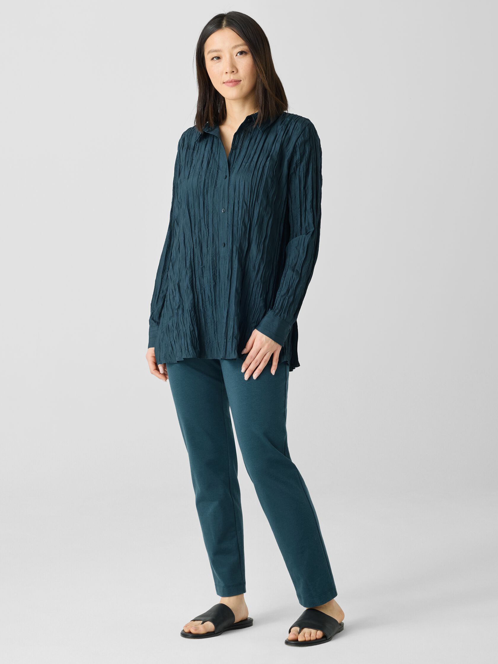 Cotton Blend Ponte Slim Pant