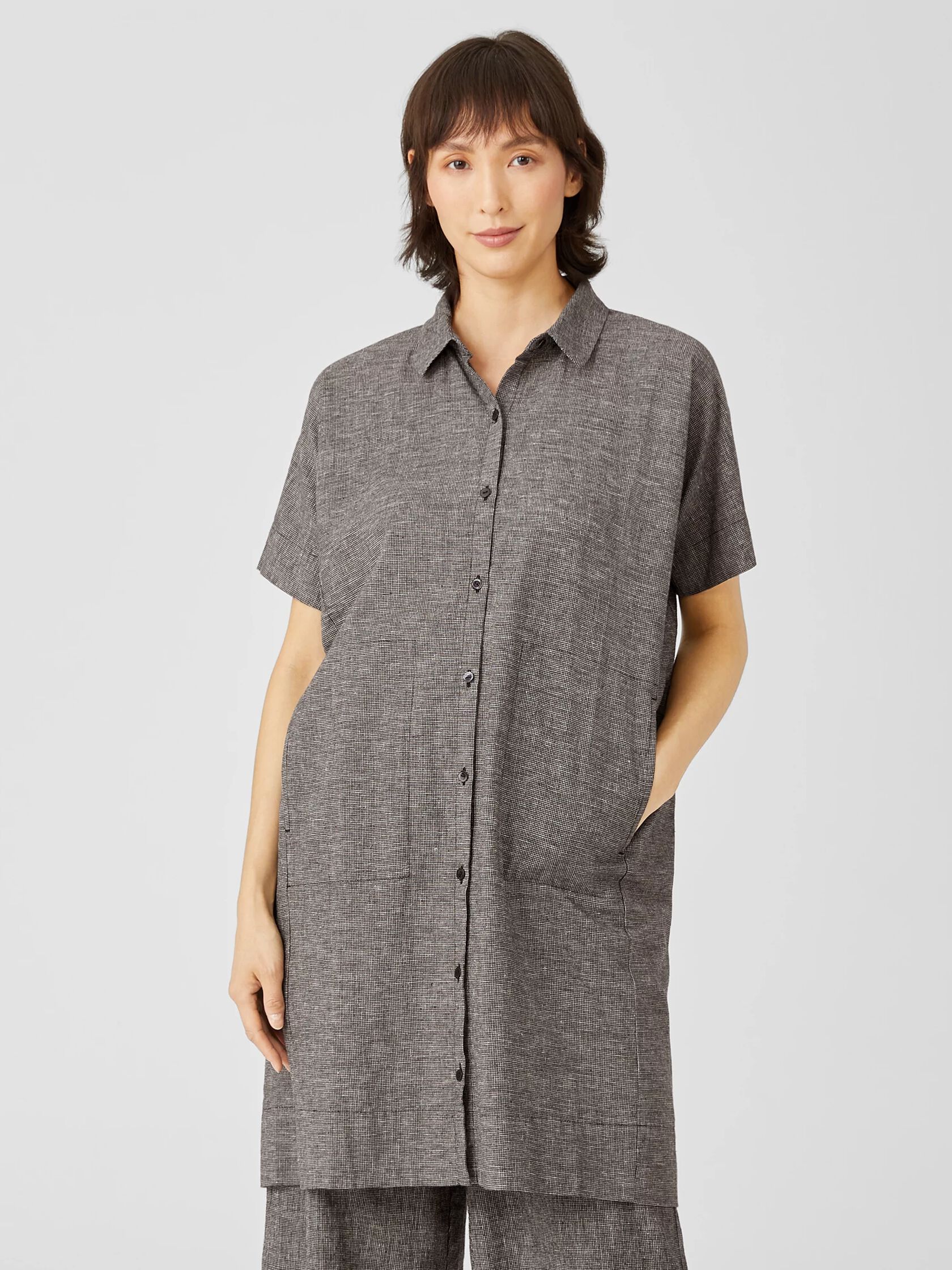 Hemp Organic Cotton Grid Shirtdress