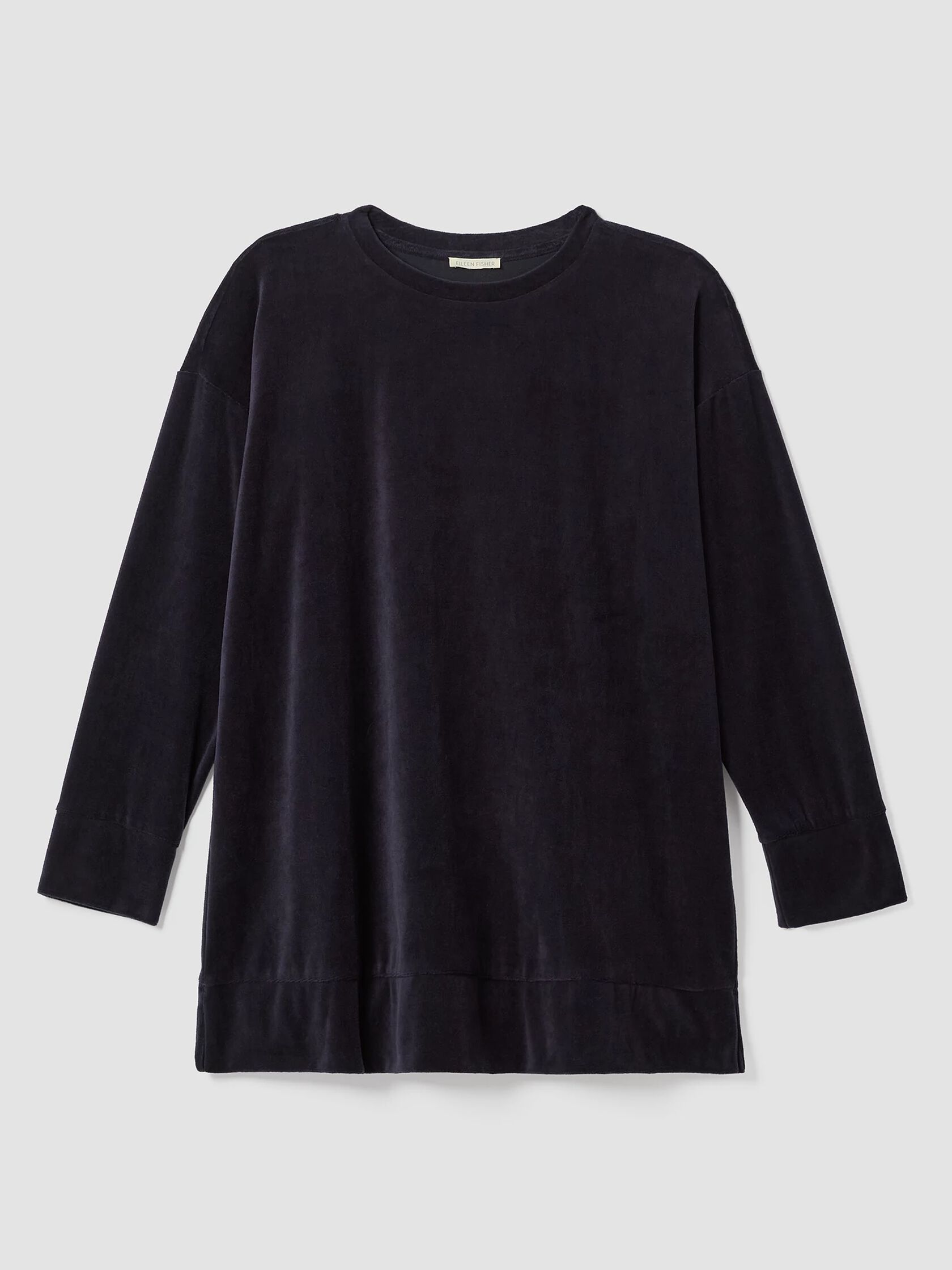 Cotton Velour Crew Neck Long Top