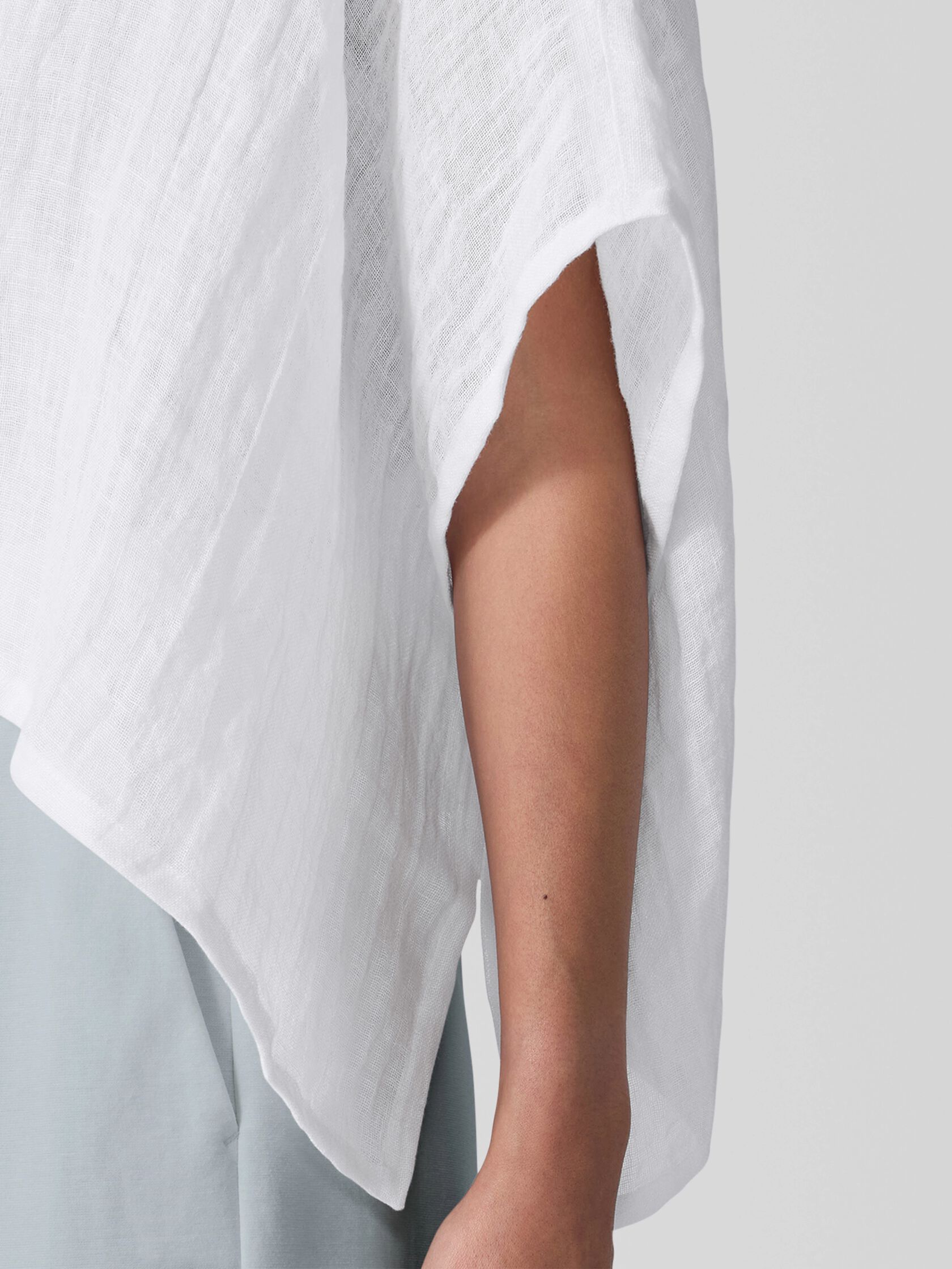 Organic Linen Gauze Bateau Neck Poncho