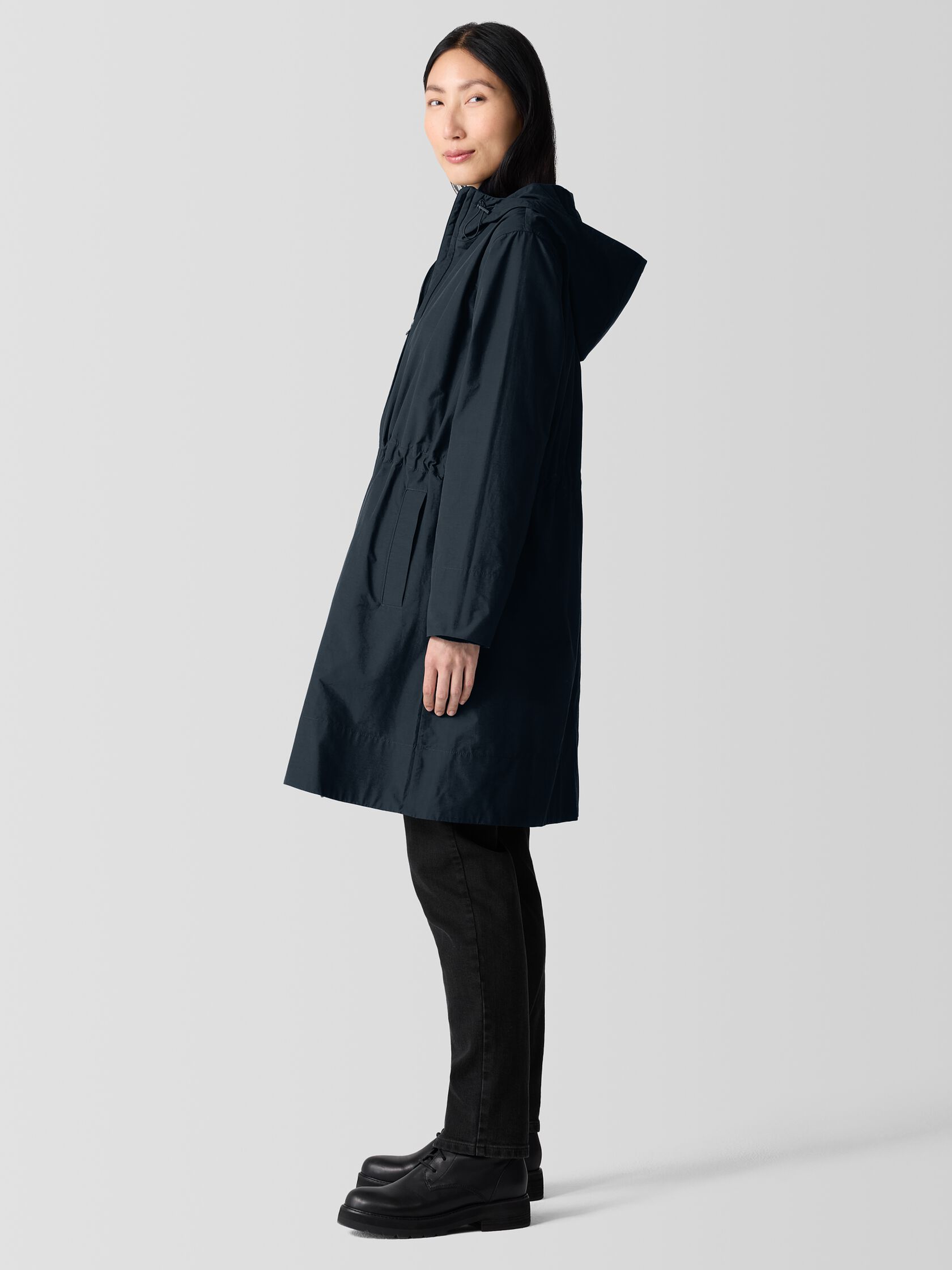 Light Cotton Nylon Hooded Coat