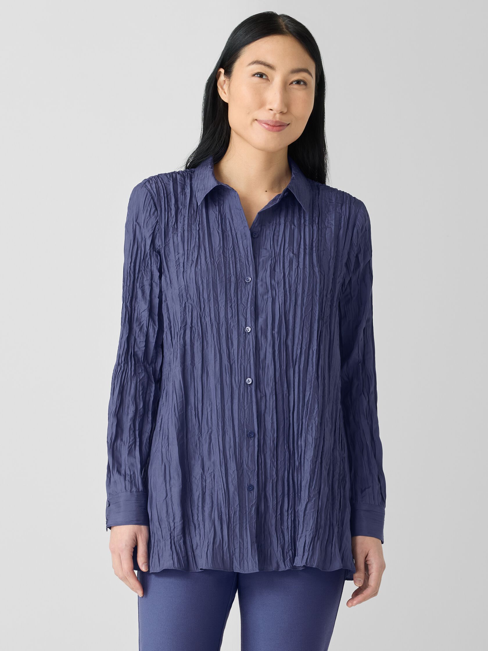 Crushed Silk Classic Collar Shirt