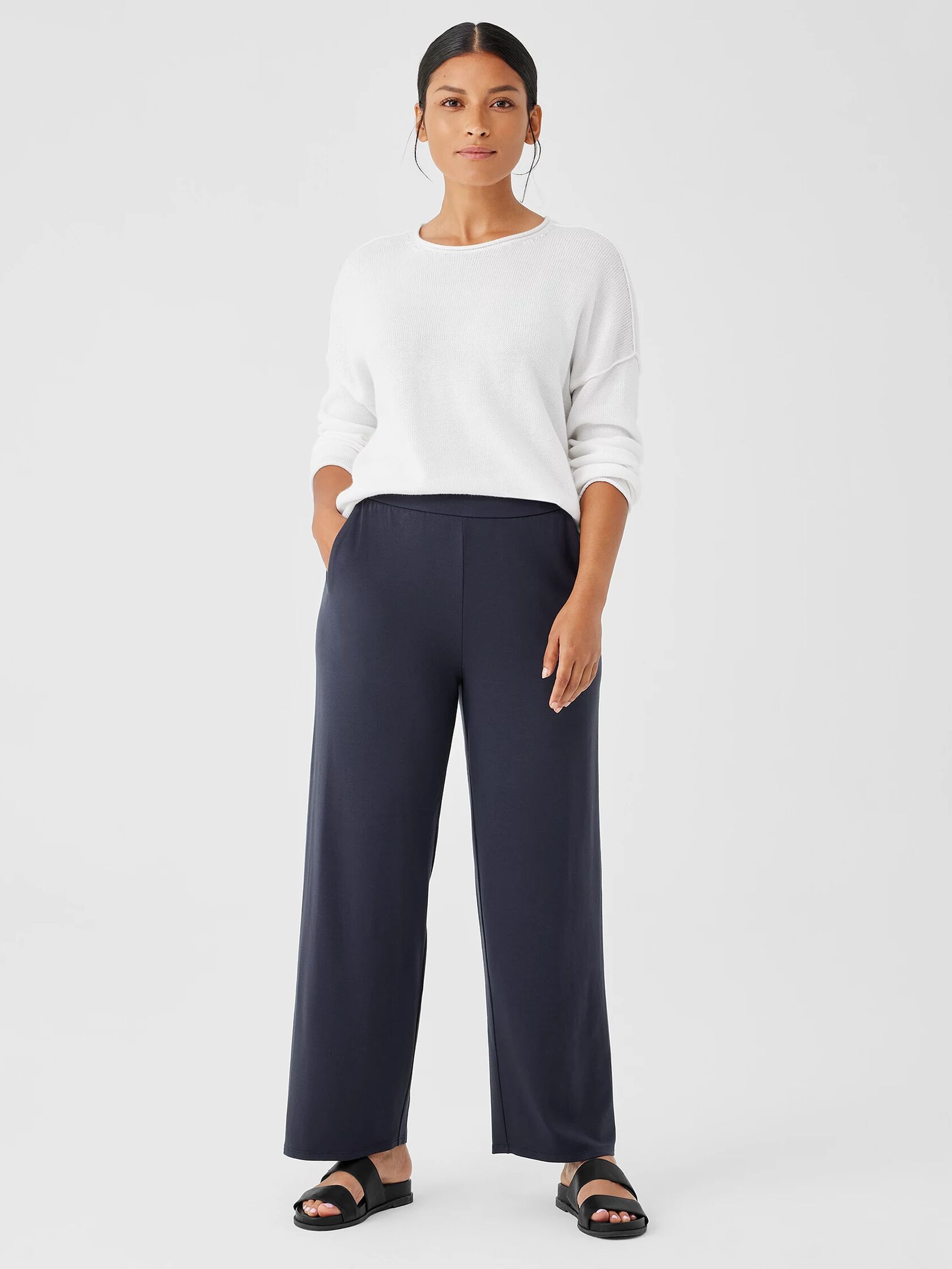 Stretch Jersey Knit Straight Pant