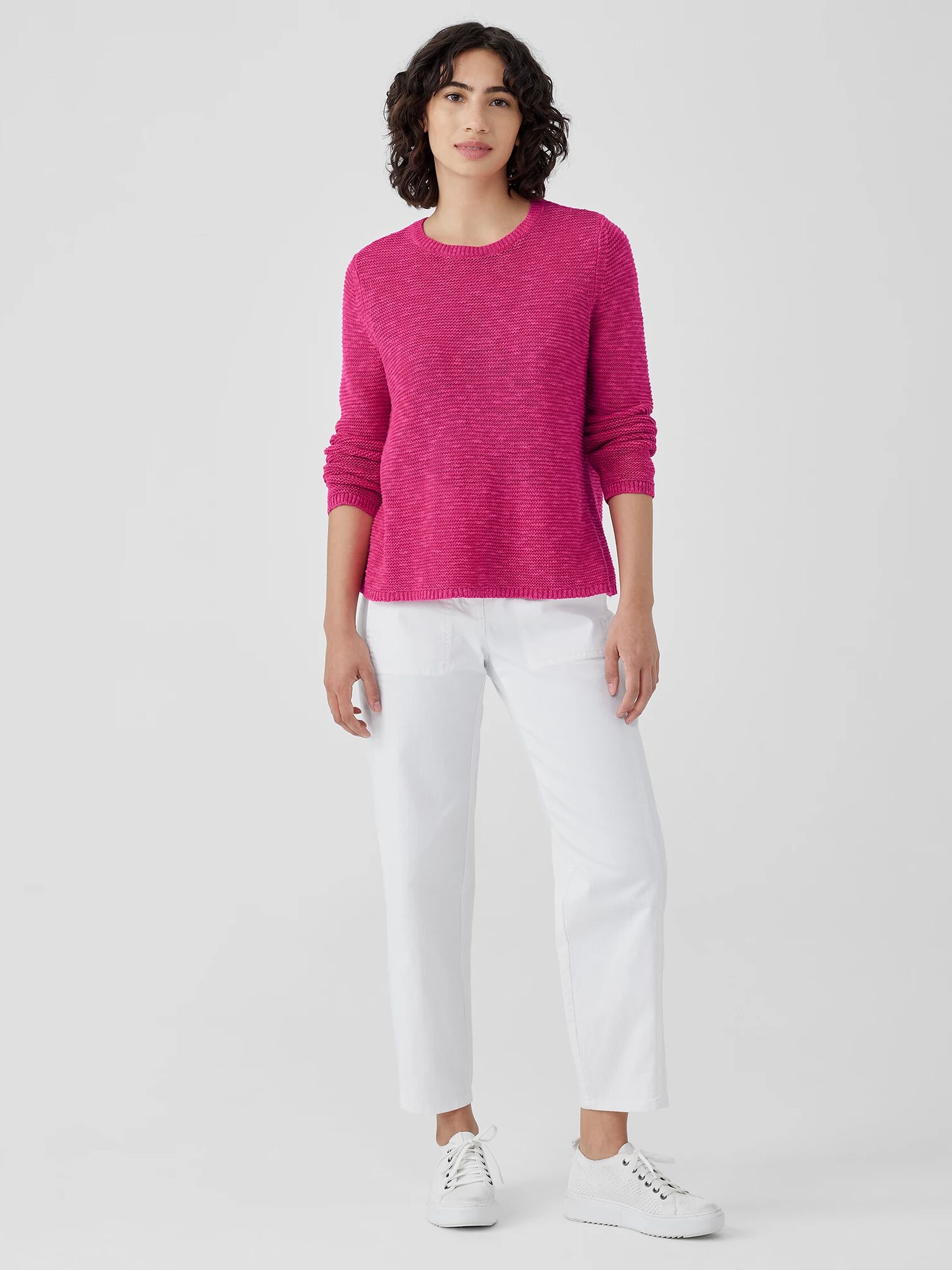 Organic Linen Cotton Slub Crew Neck Top