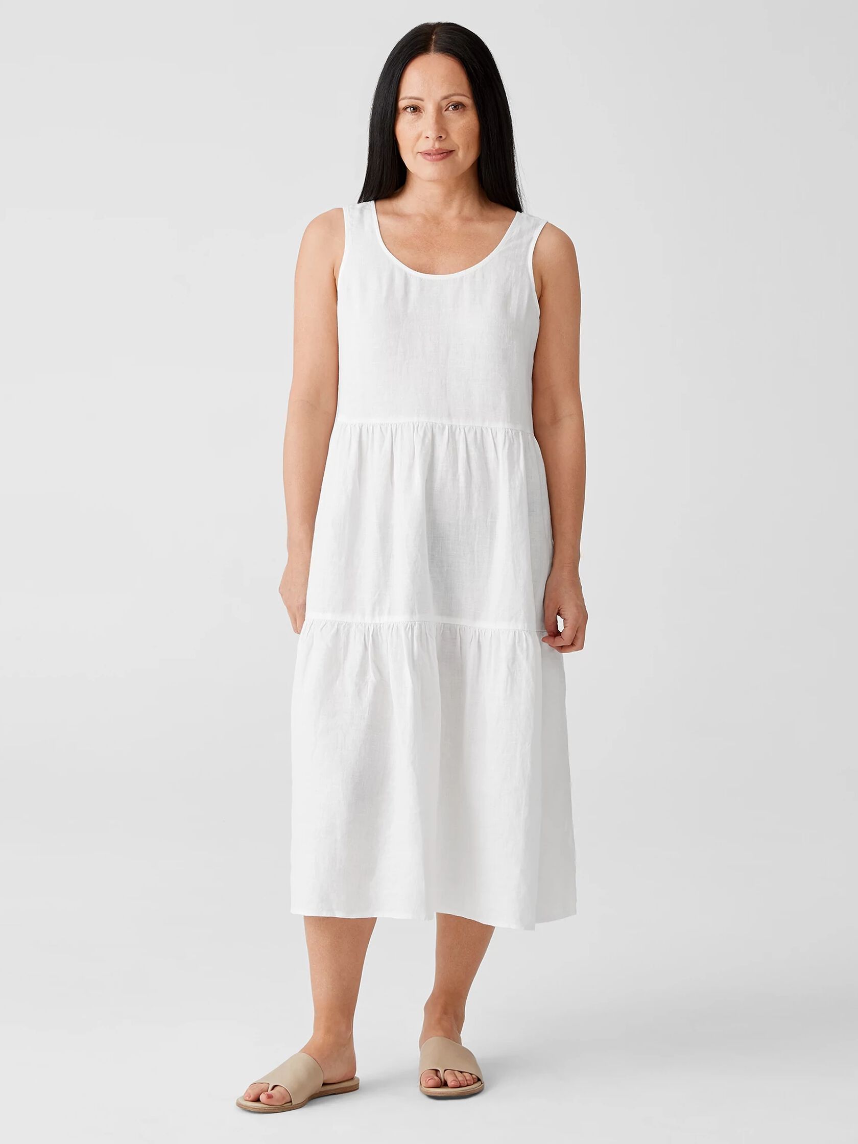 Organic Handkerchief Linen Tiered Dress