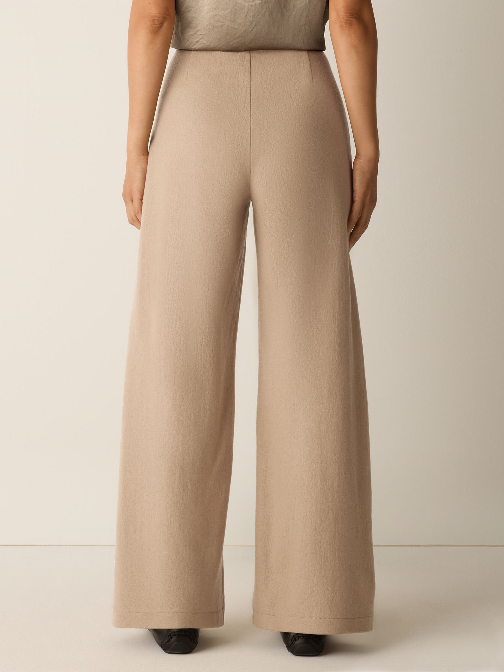 Felted Wool Jersey Wide-Leg Pant in Regenerative Wool
