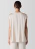 Striated Silk Satin Bateau Neck Top