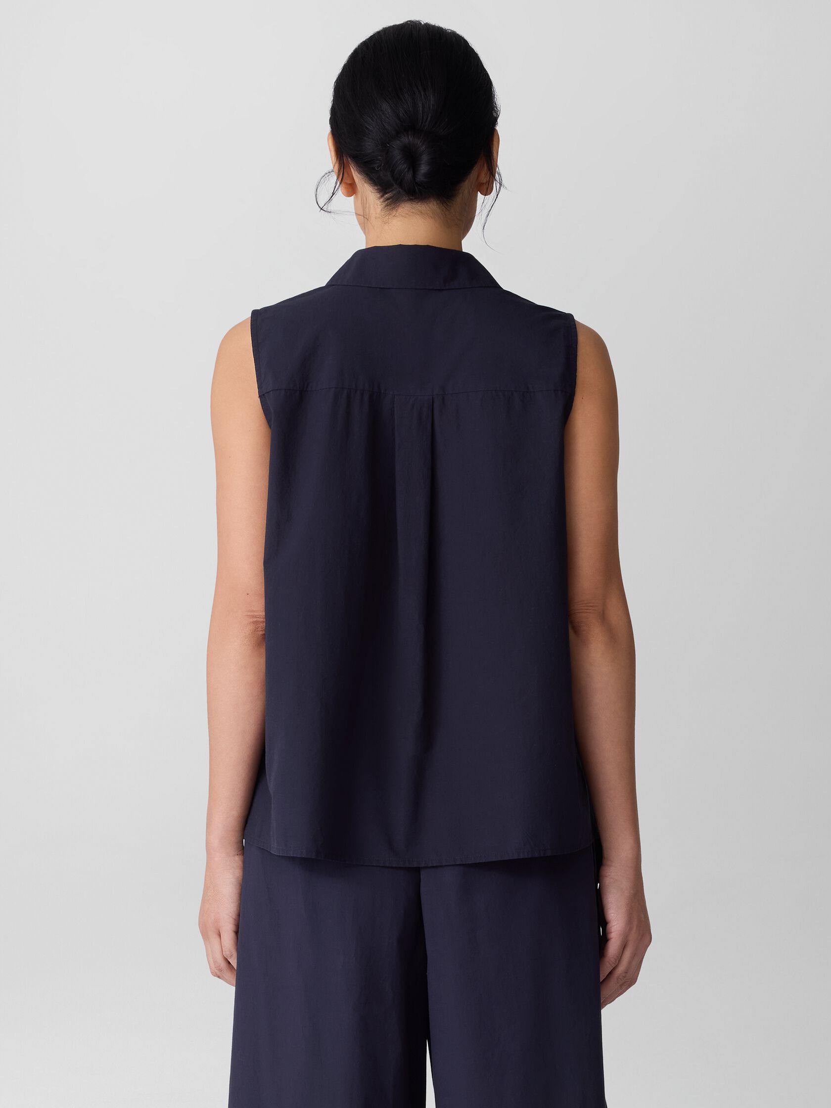 Washed Organic Cotton Poplin Sleeveless Shirt