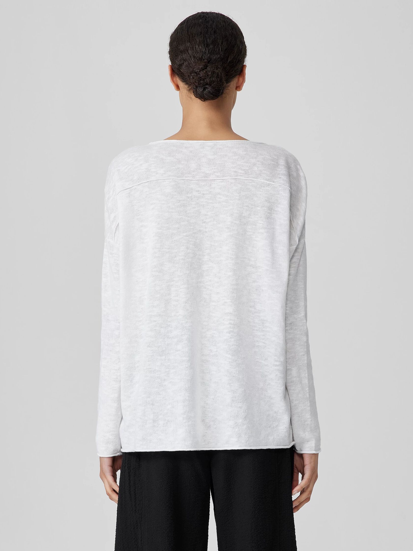 Organic Linen Cotton Slub V-Neck Top