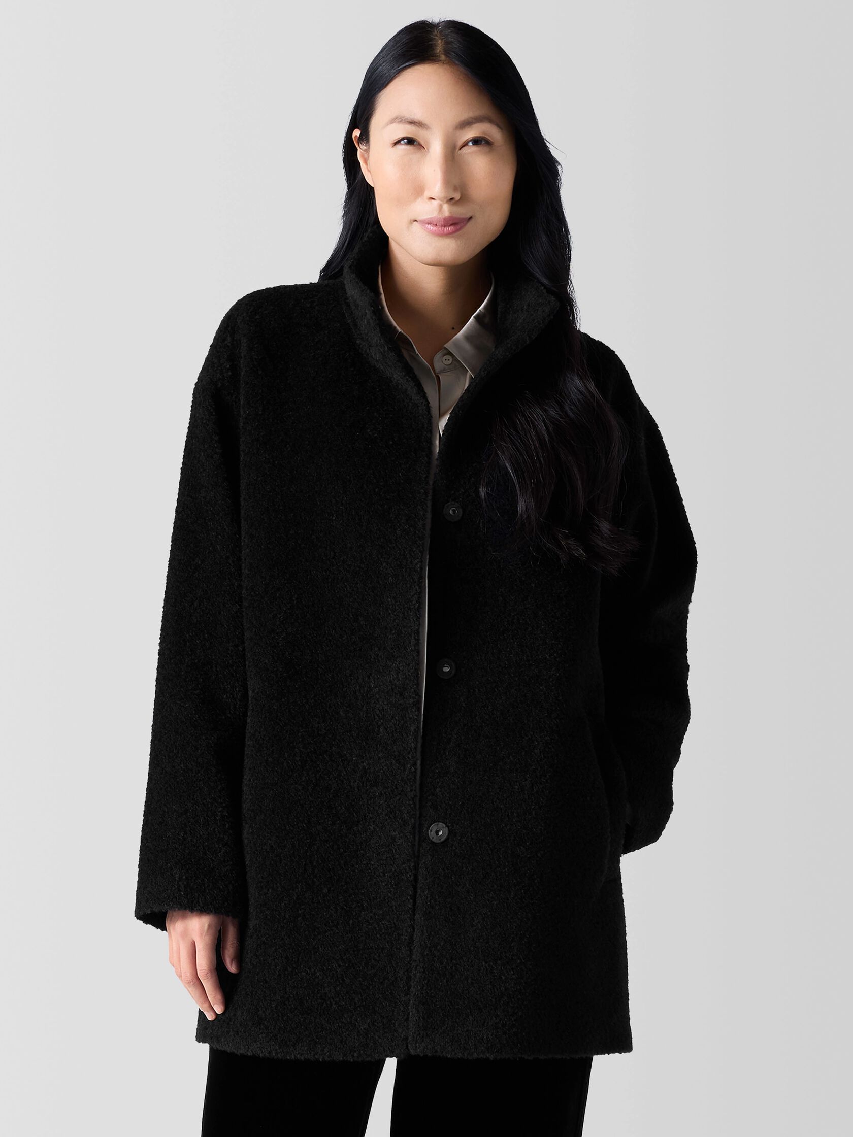 Fine Wool Alpaca&nbsp;Stand Collar Coat