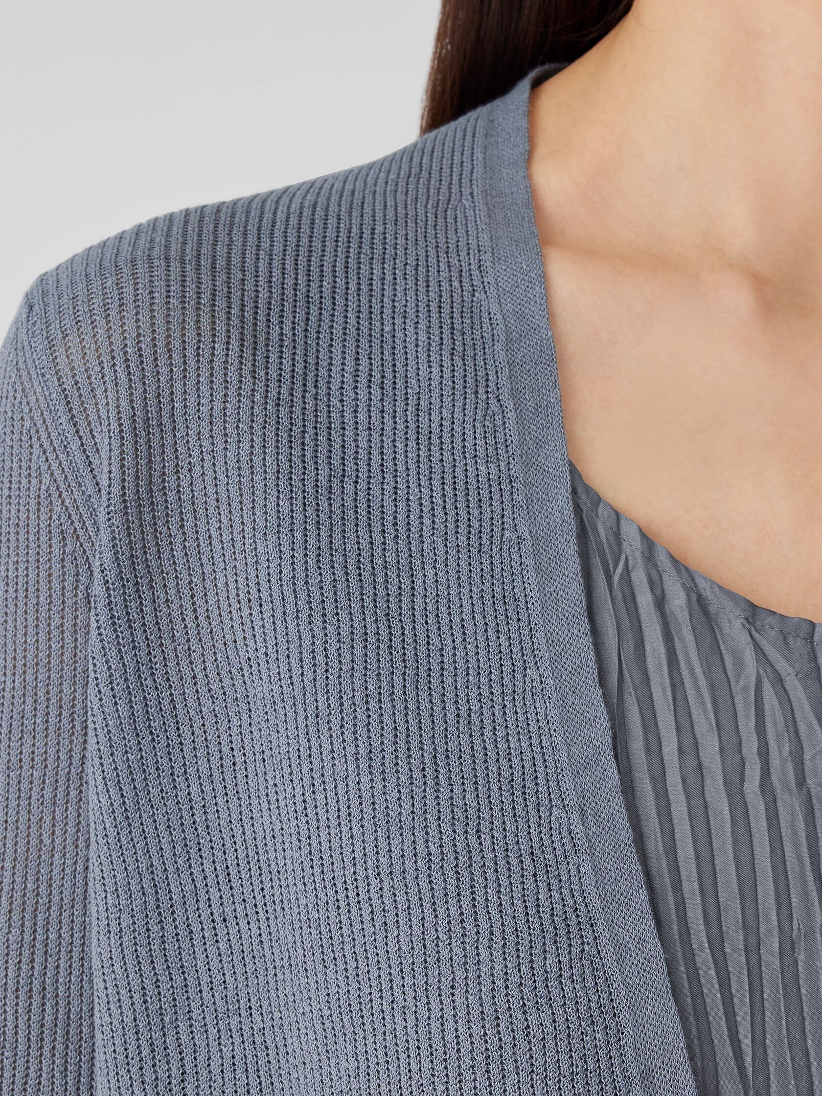 Organic Linen Cotton Airy Tuck Cropped Cardigan