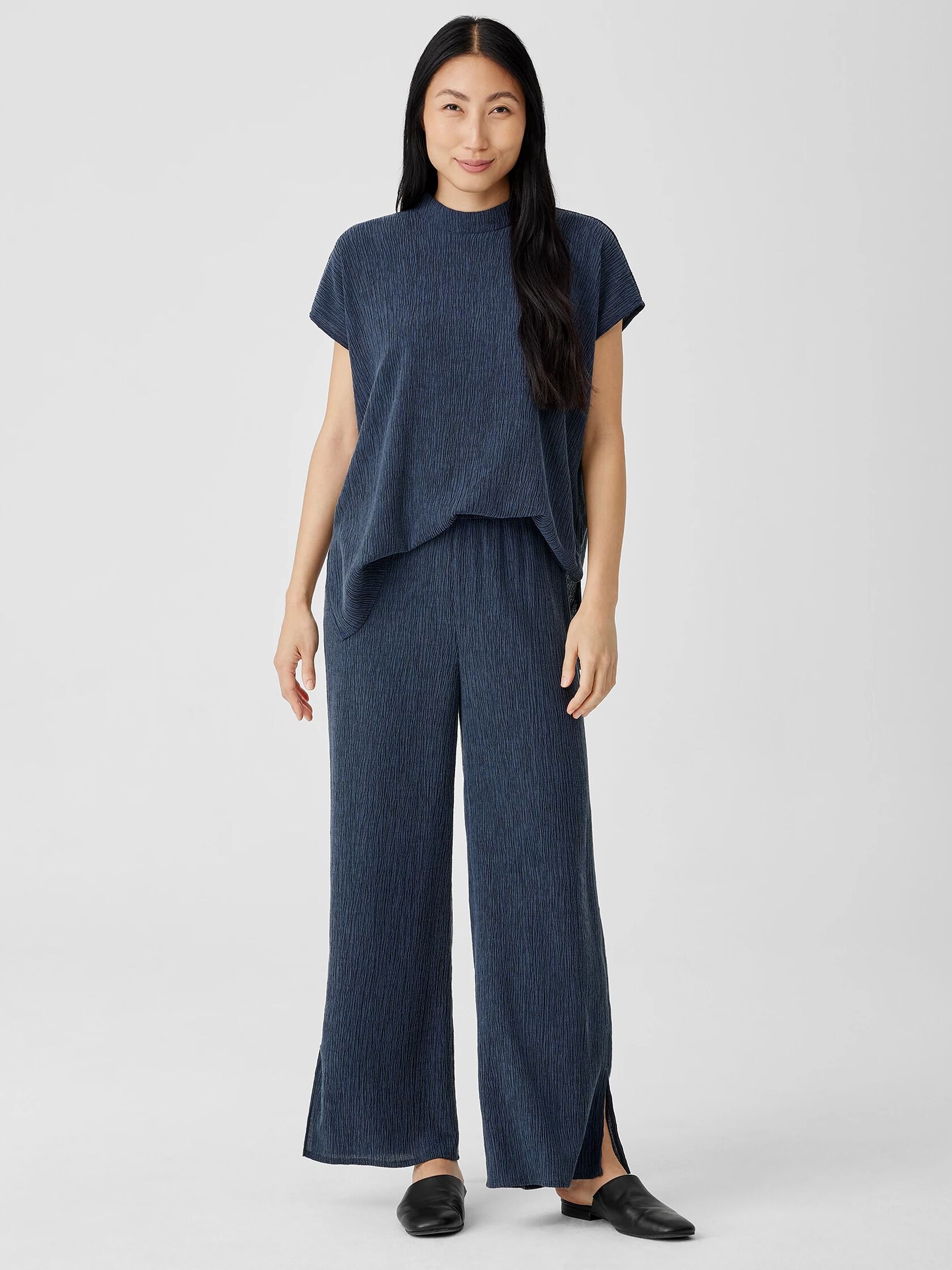 Woven Pliss&eacute; Wide-Leg Pant