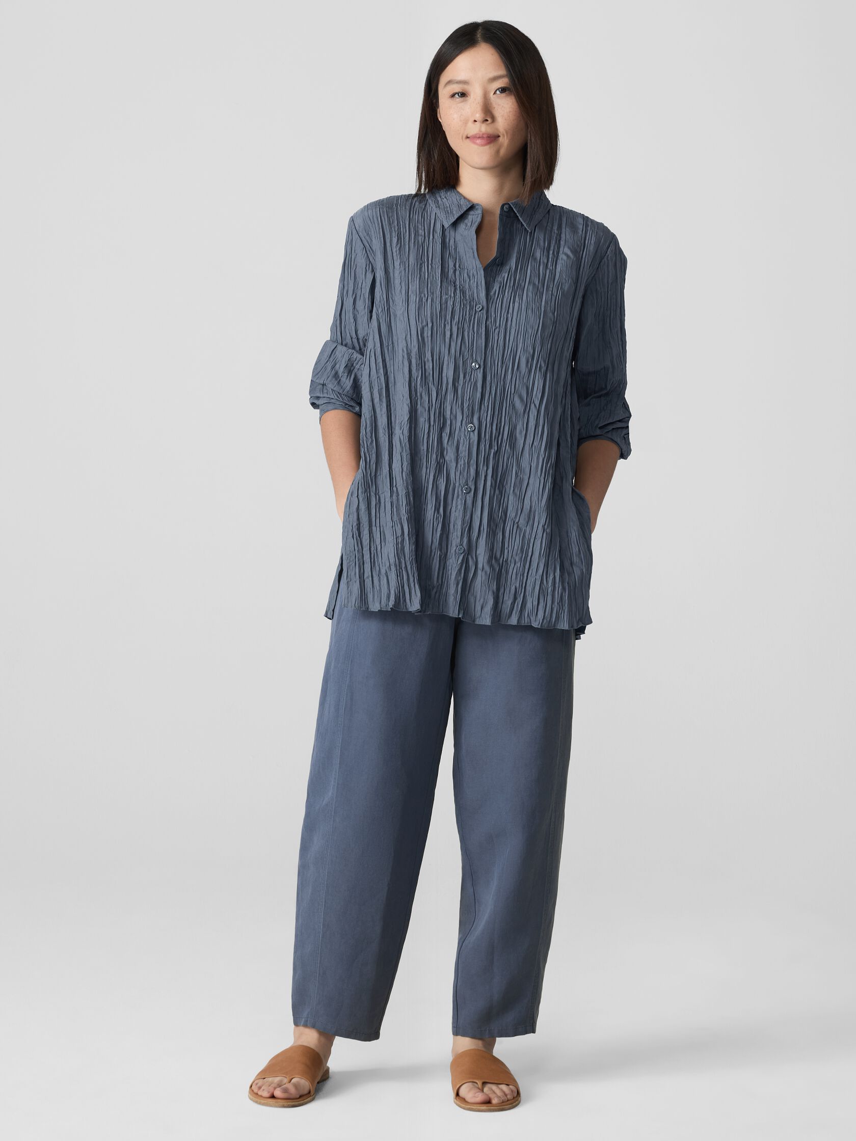 Linen Silk Twill Lantern Pant