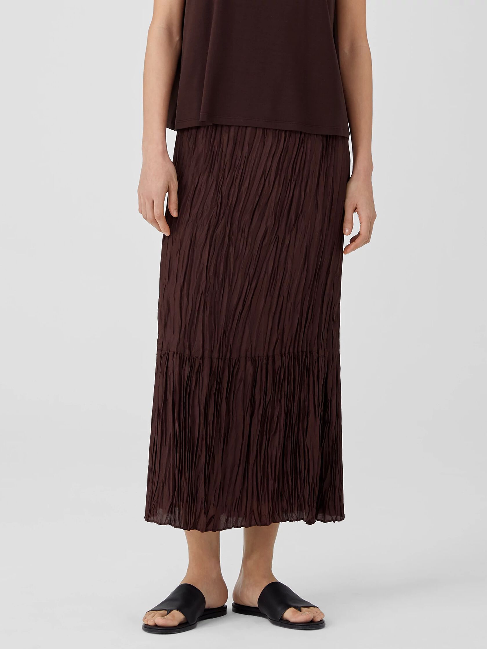 Crushed Silk Habutai Tiered Skirt