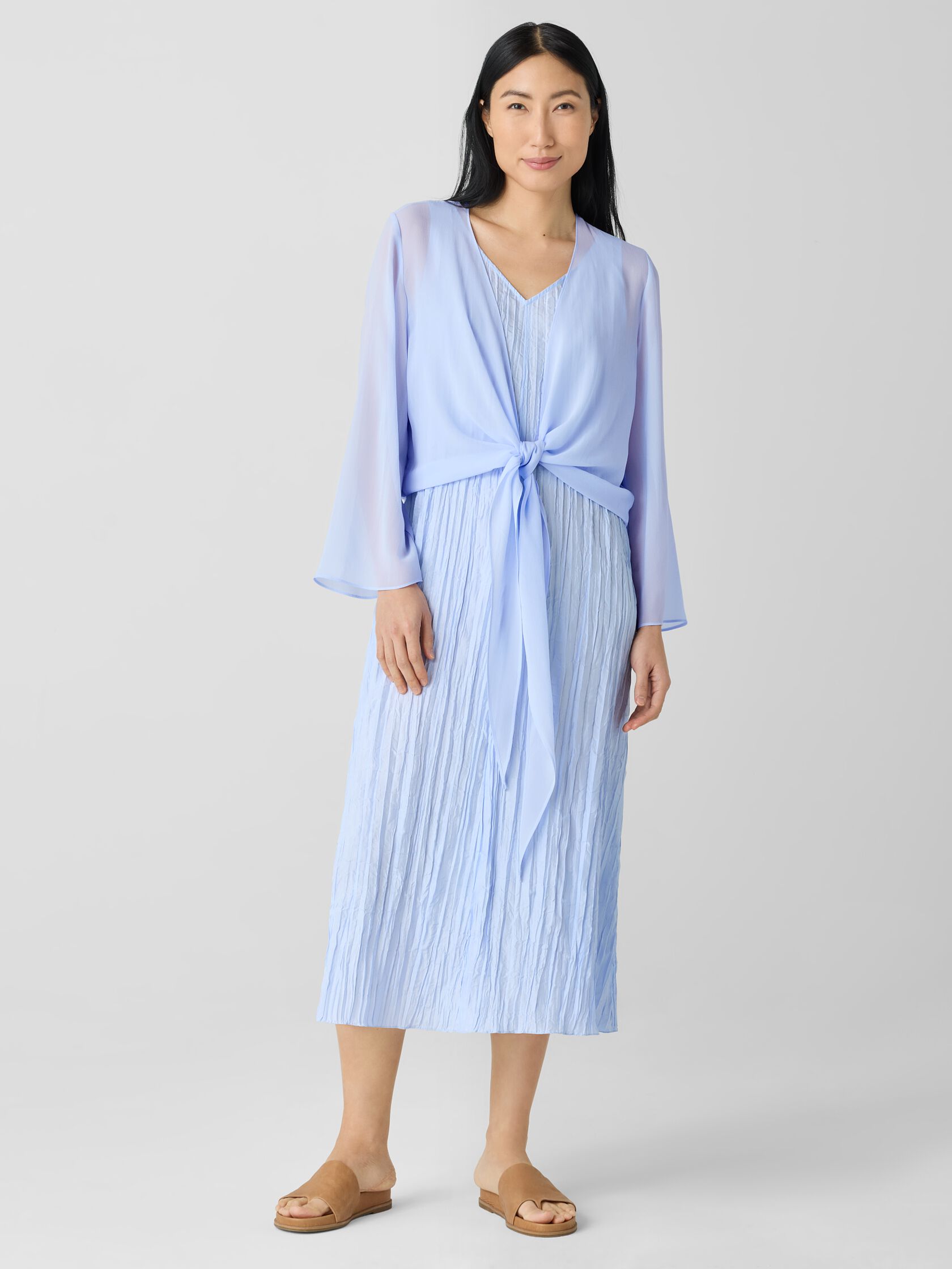 Sheer Silk Georgette Tie Jacket