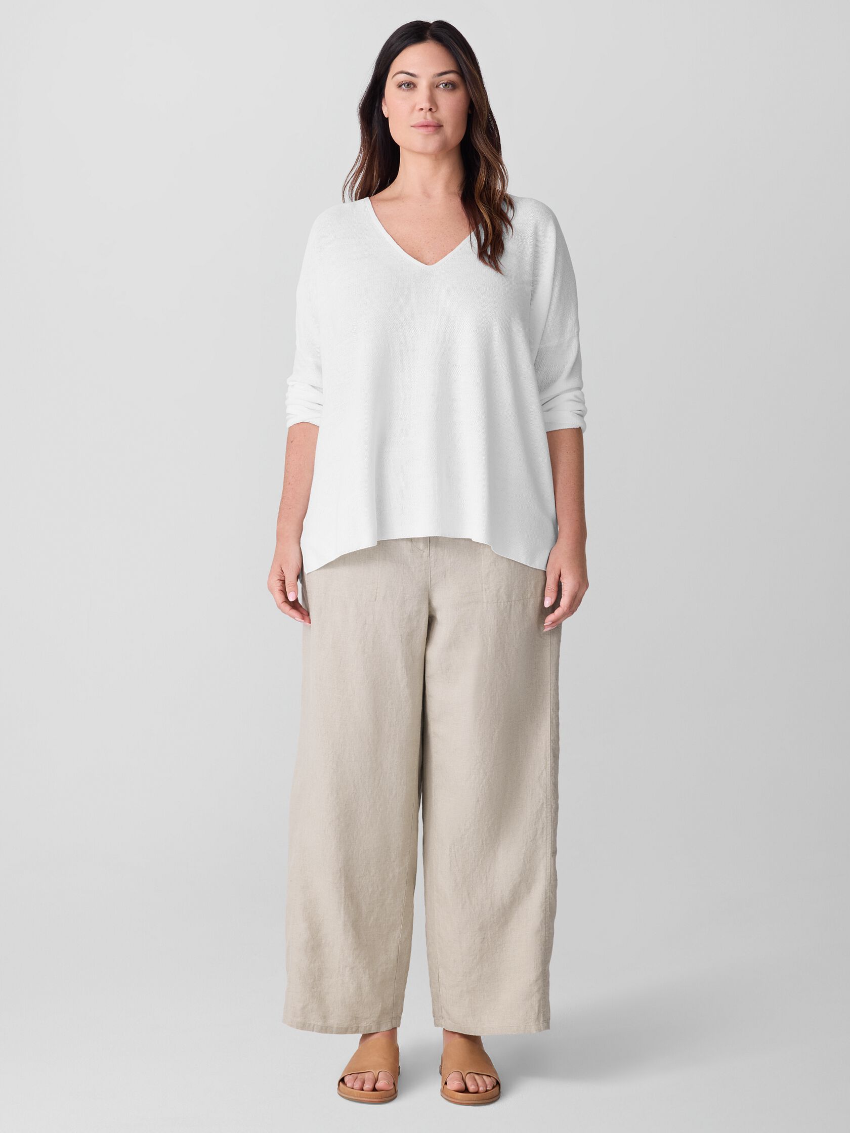Organic Linen Cotton V-Neck Top