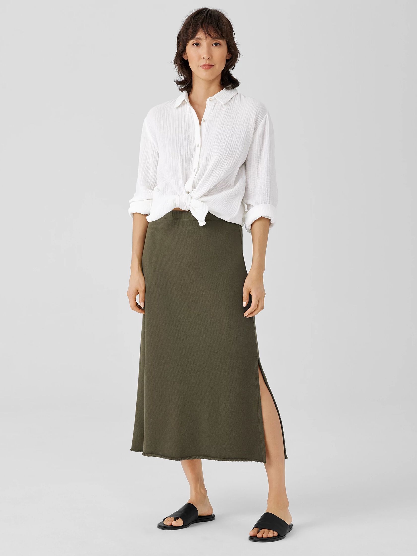 Lightweight Organic Cotton Terry A-Line Skirt