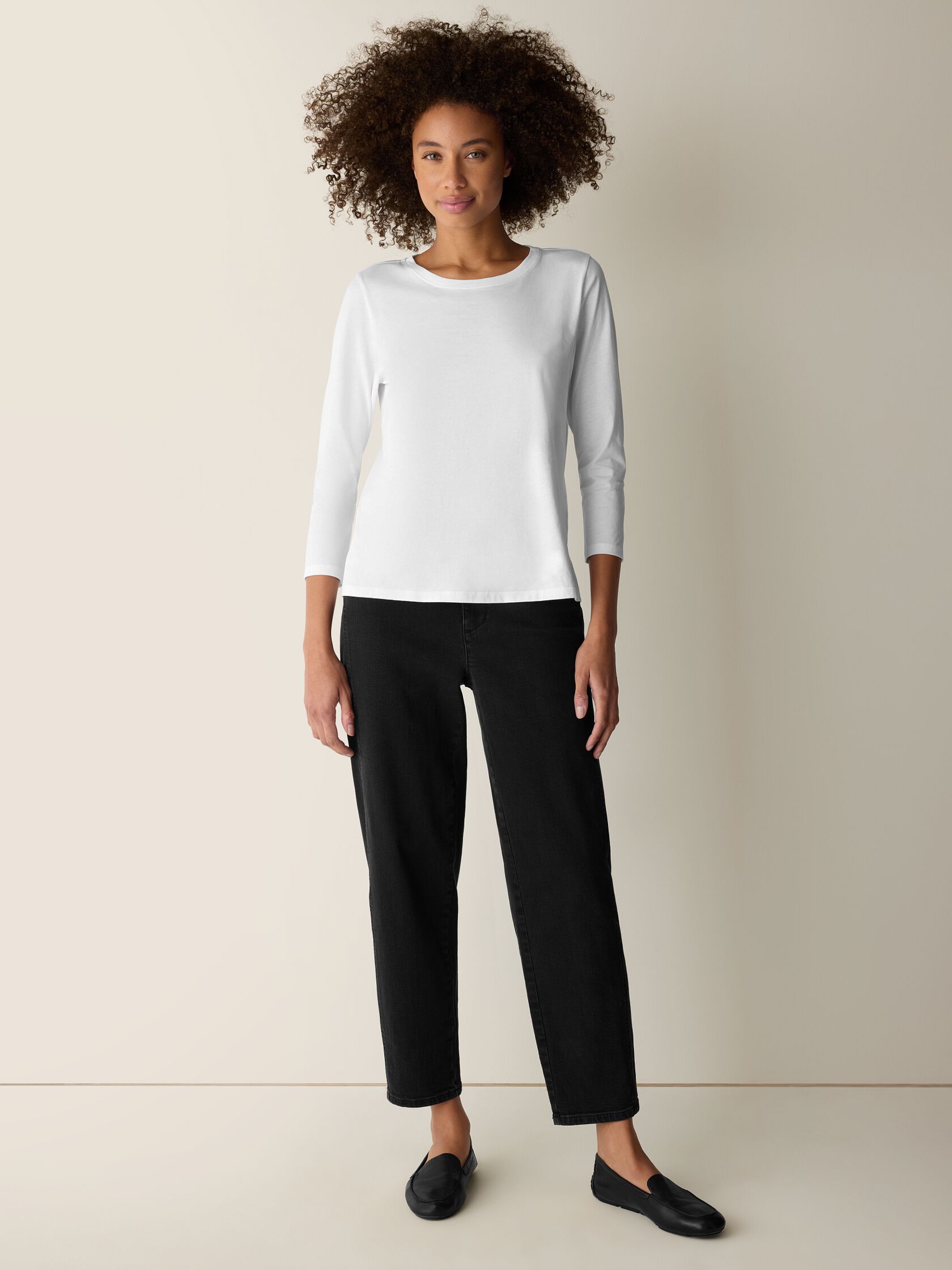 Organic Pima Cotton Jersey 3/4-Sleeve Tee