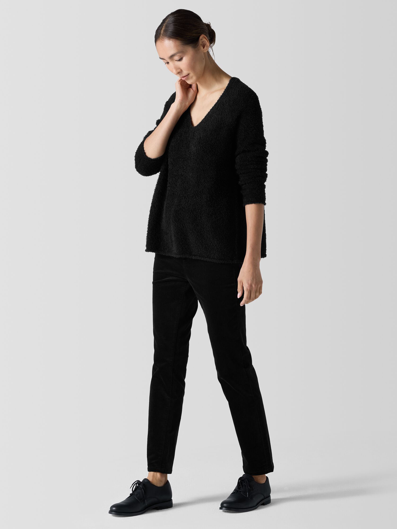 Organic Cotton Eyelash V-Neck Top