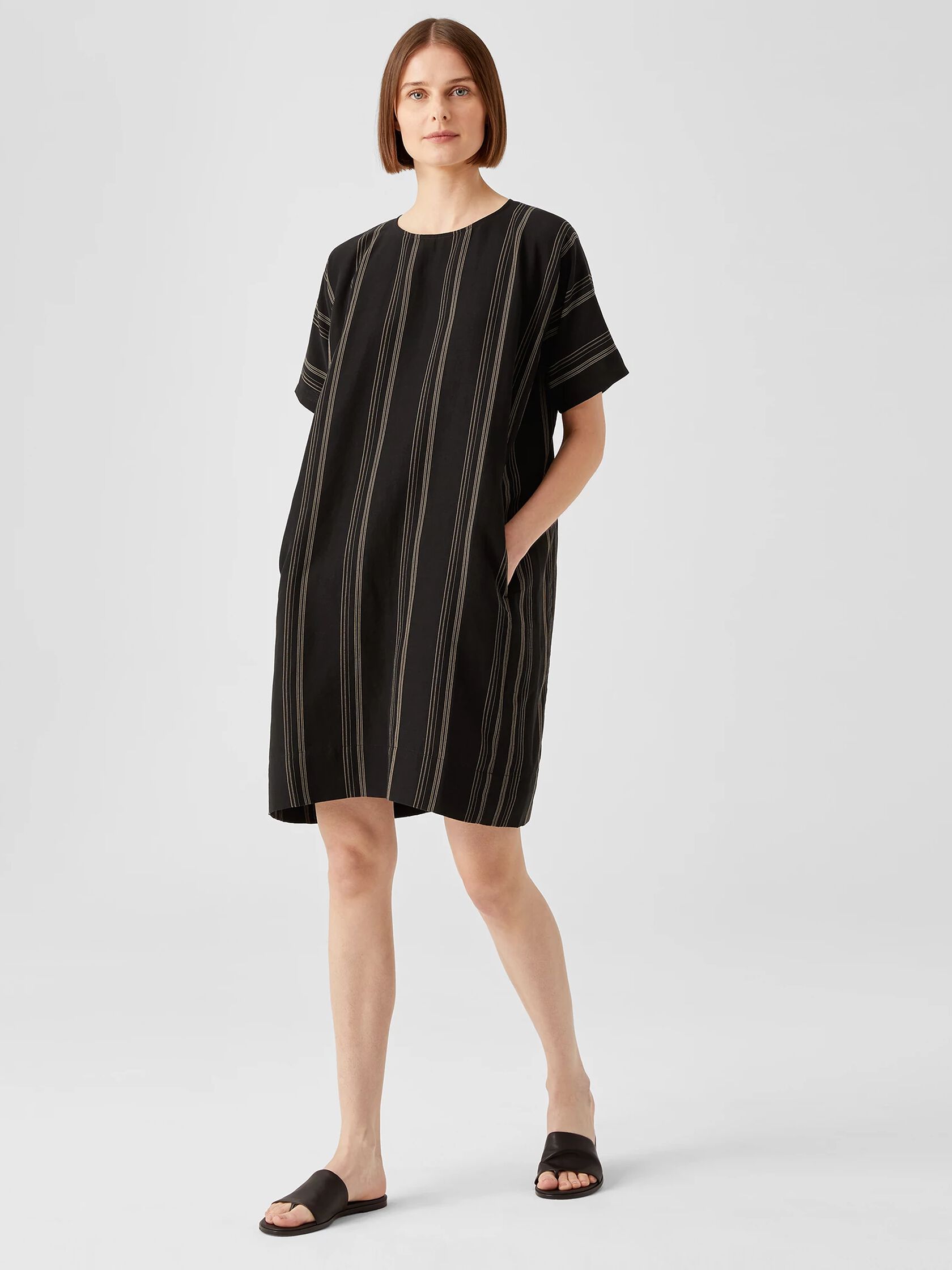 Organic Linen Blend Striped Dress