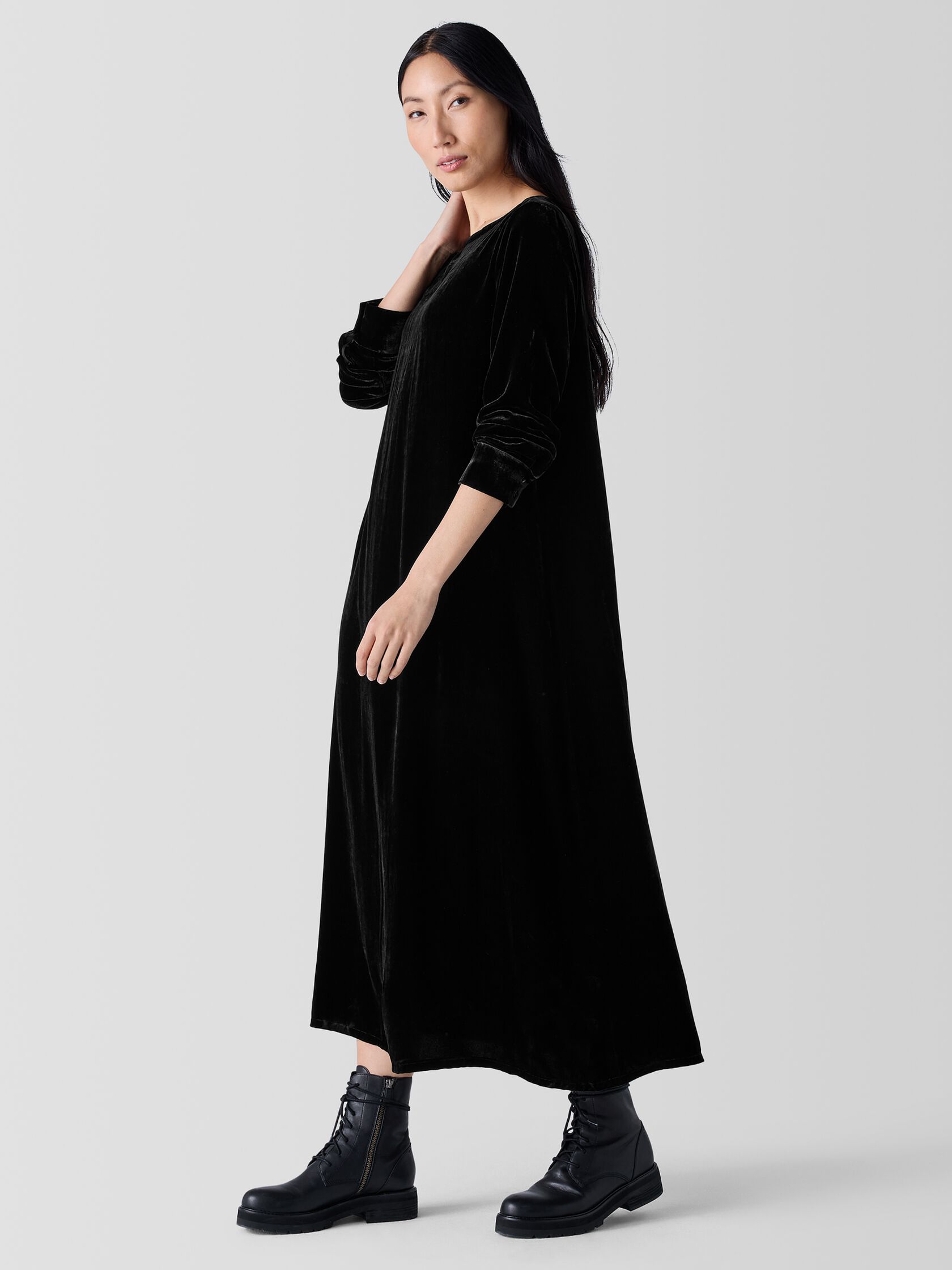 Velvet Bateau Neck Dress