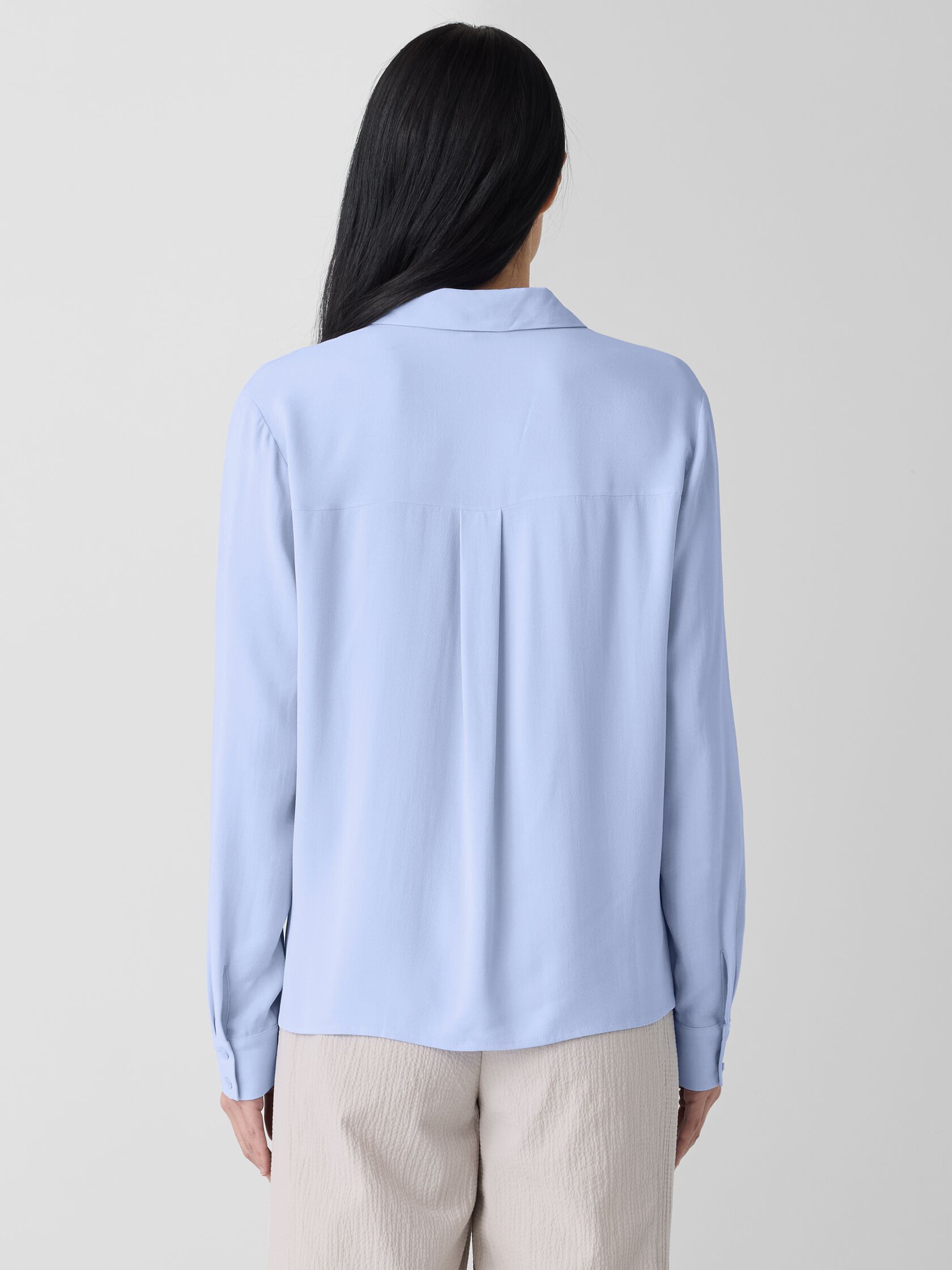 Silk Georgette Crepe Classic Collar Shirt