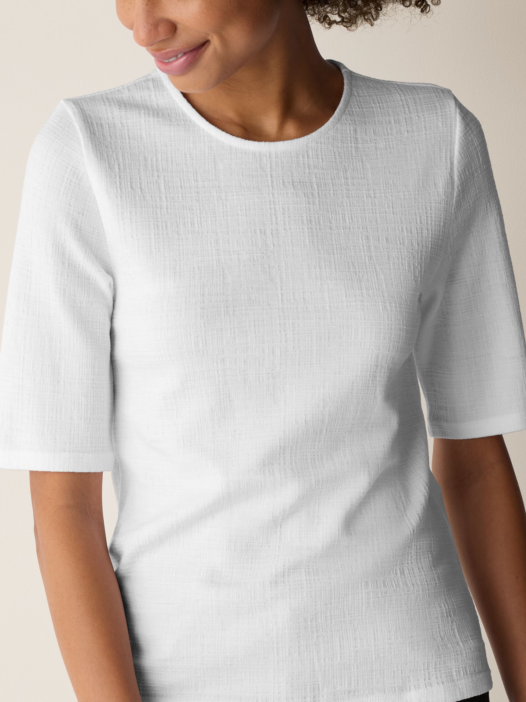 Cross Hatch Stretch Jersey Crew Neck Top