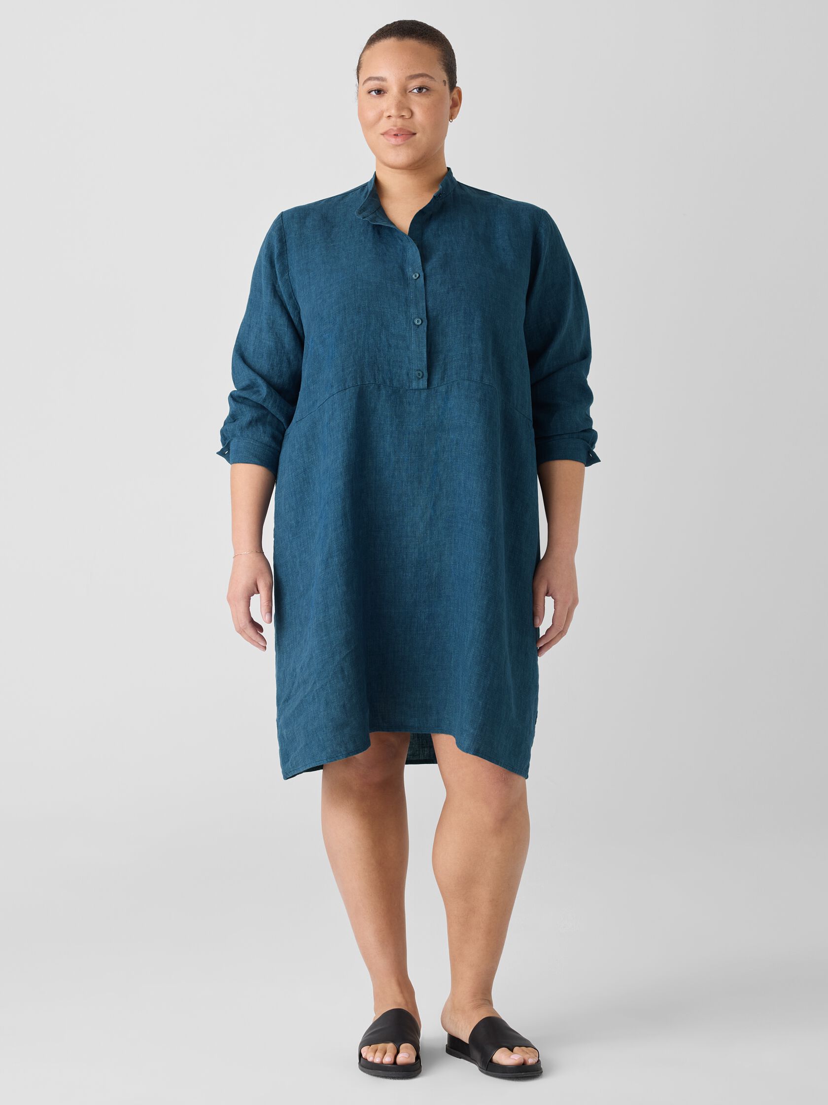 Washed Organic Linen D&eacute;lav&eacute; Shirtdress
