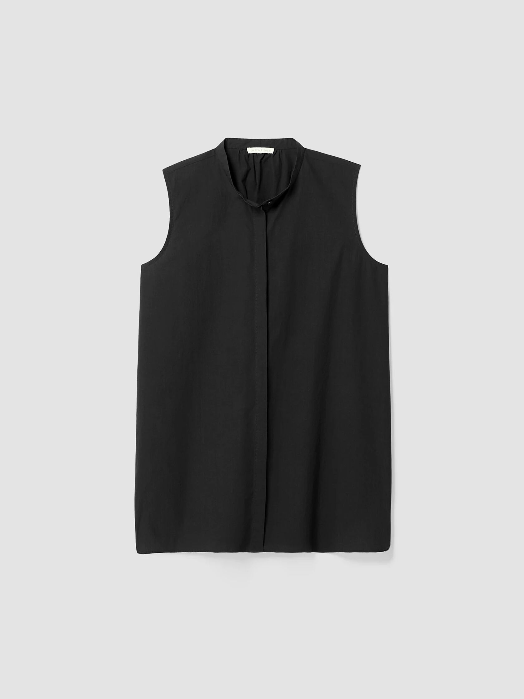 Washed Organic Cotton Poplin Band Collar Shirt