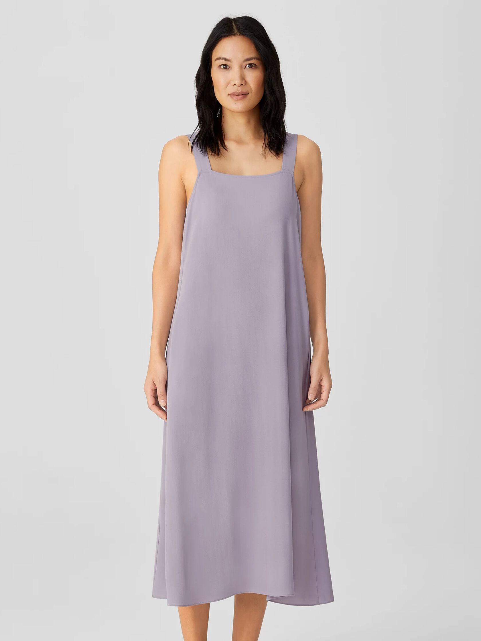 Silk Georgette Crepe Square Neck Dress