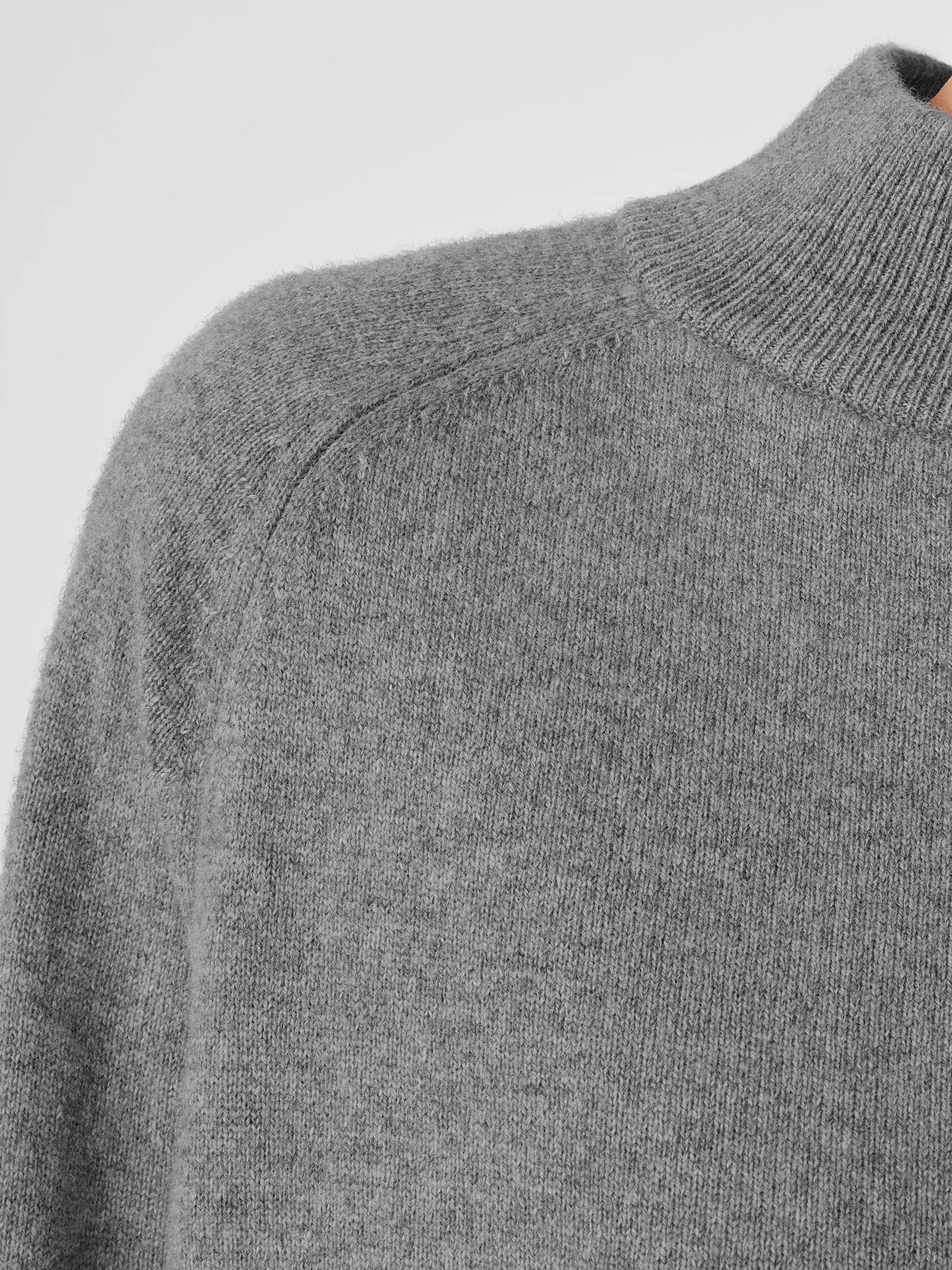 Recycled Cashmere Wool Mock Neck Box-Top