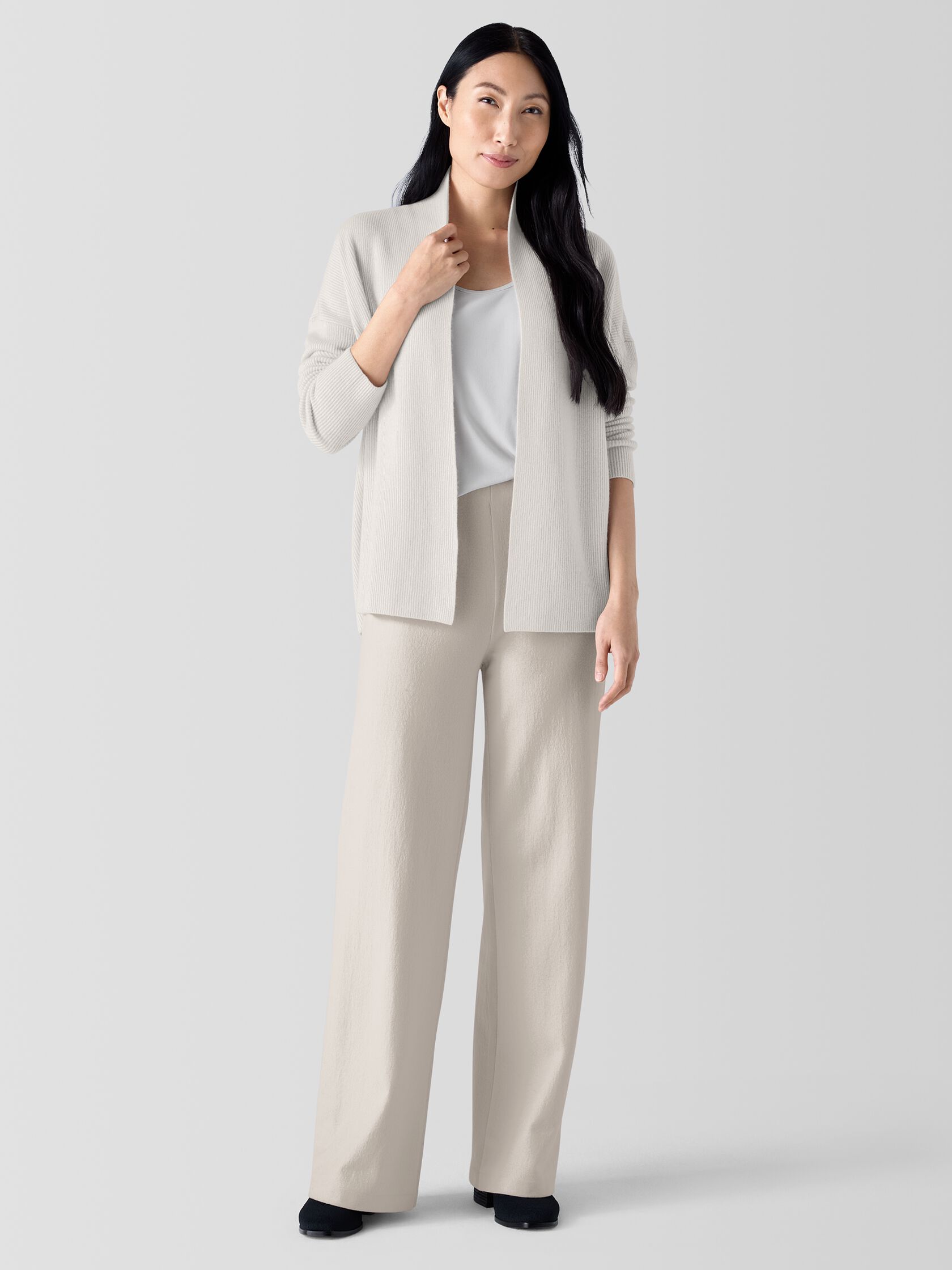 Felted Wool Jersey&nbsp;Wide-Leg Long Pant in Regenerative Wool