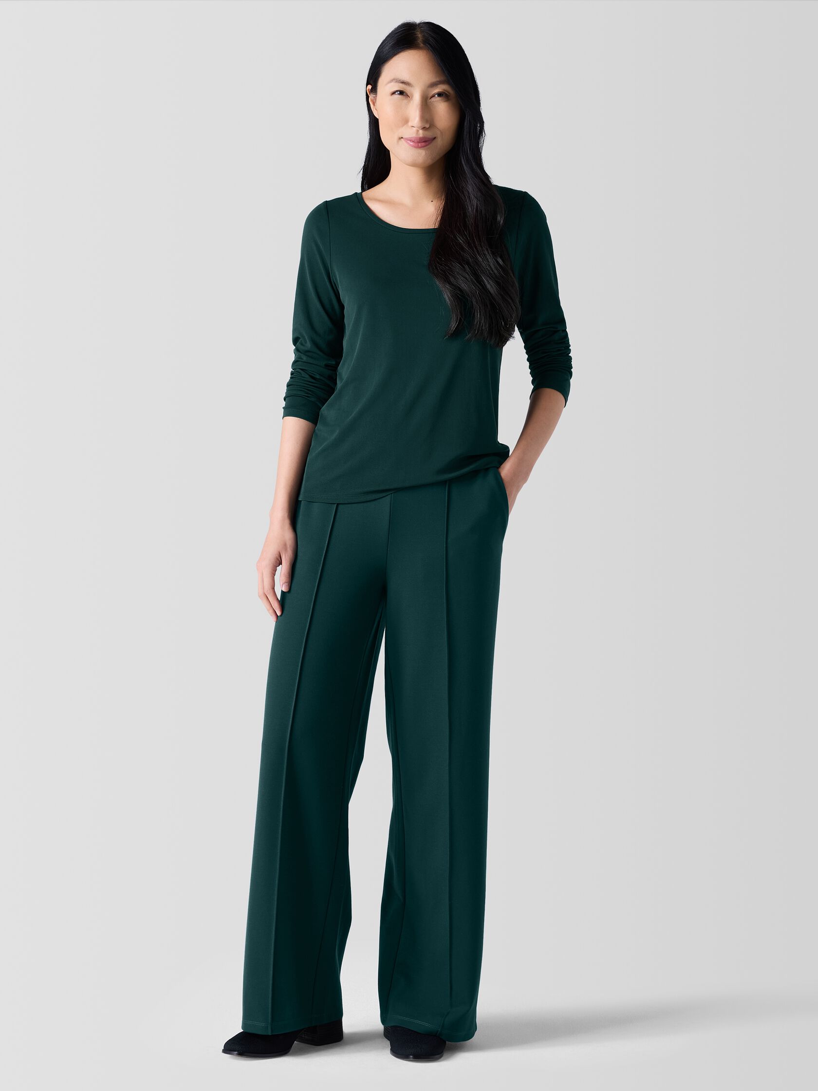 Stretch Silk Jersey Scoop Neck Top