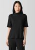 Textured Stretch Rib Mock Neck Top