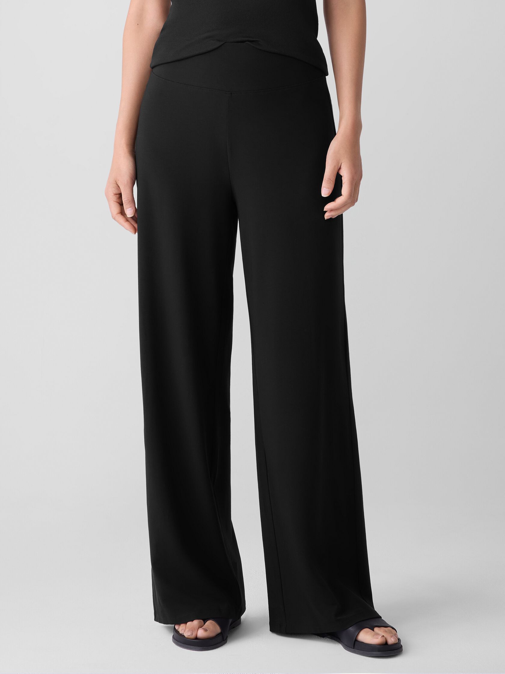 Stretch Jersey Knit Wide-Leg Pant