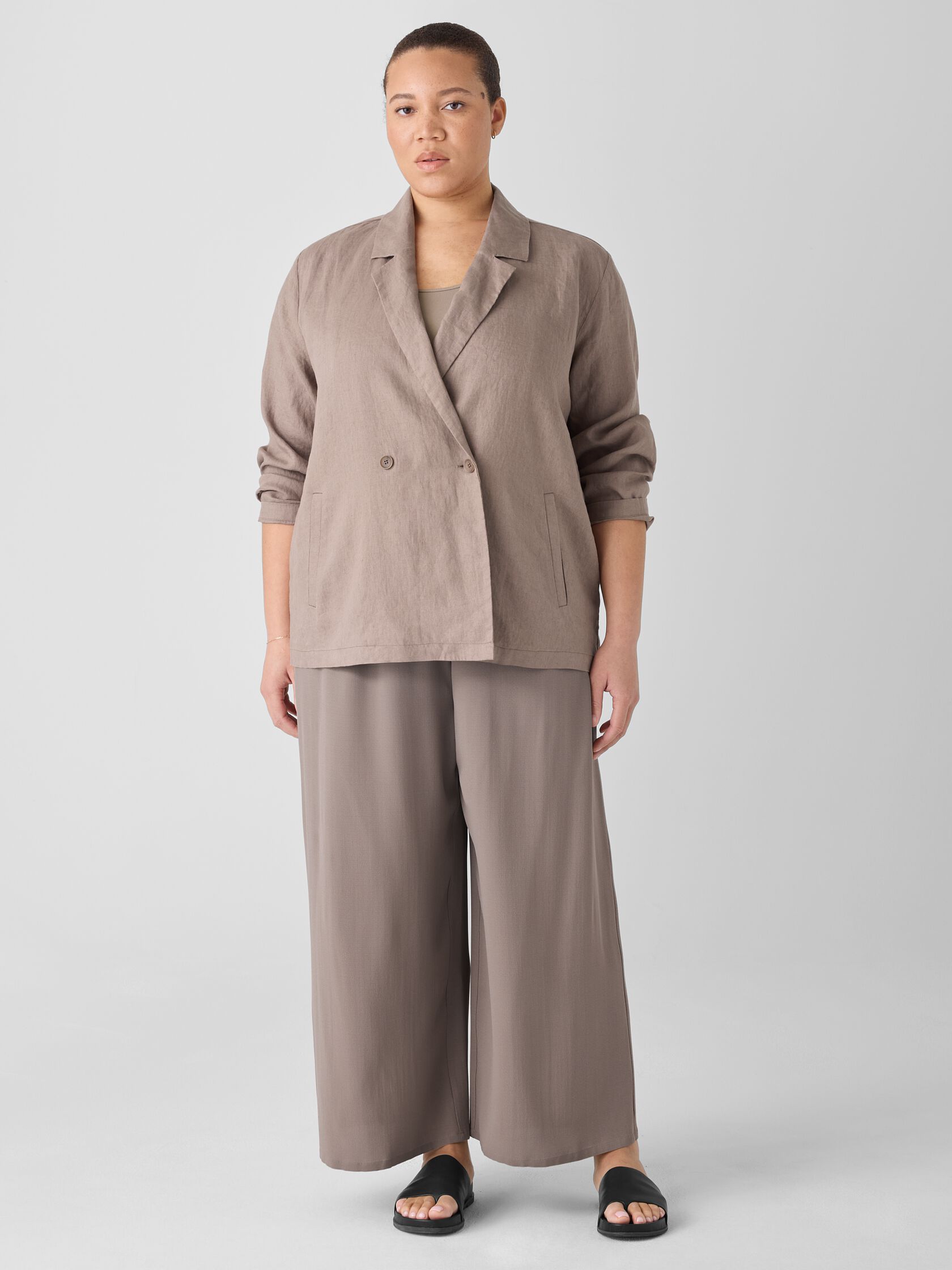 Organic Linen Double-Breasted Blazer