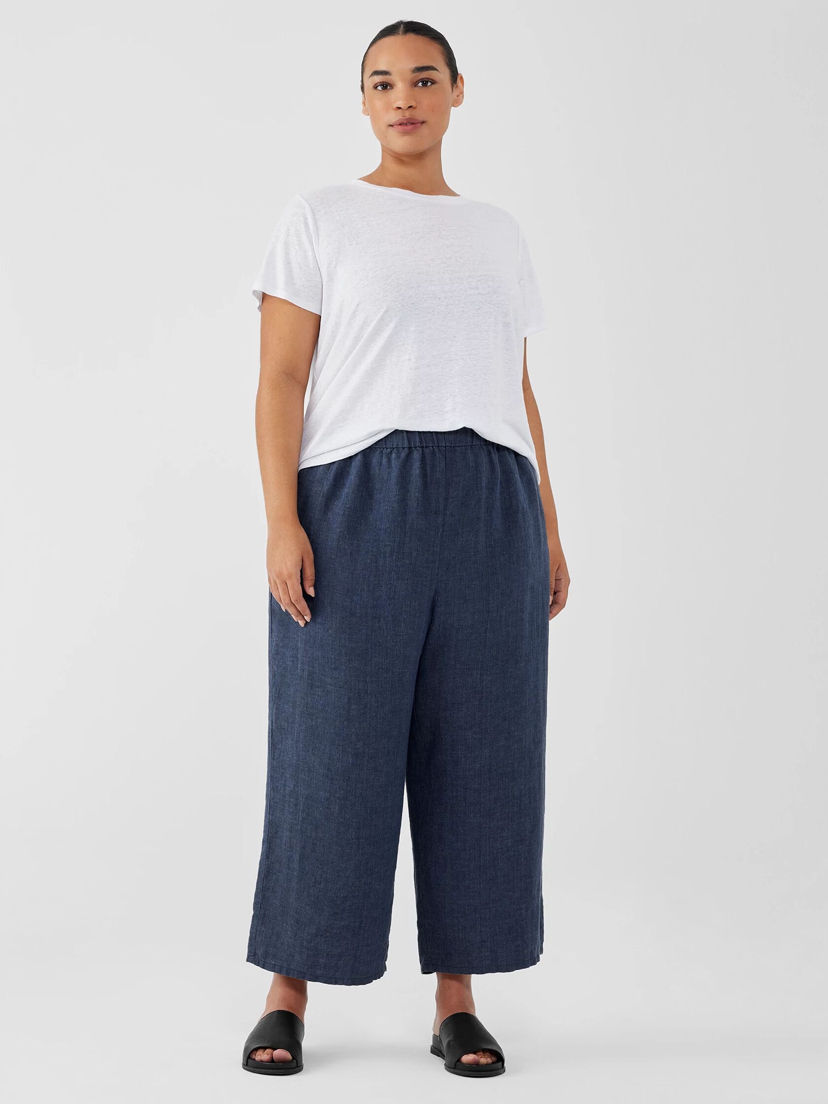 Washed Organic Linen D&eacute;lav&eacute; Wide-Leg&nbsp;Pant