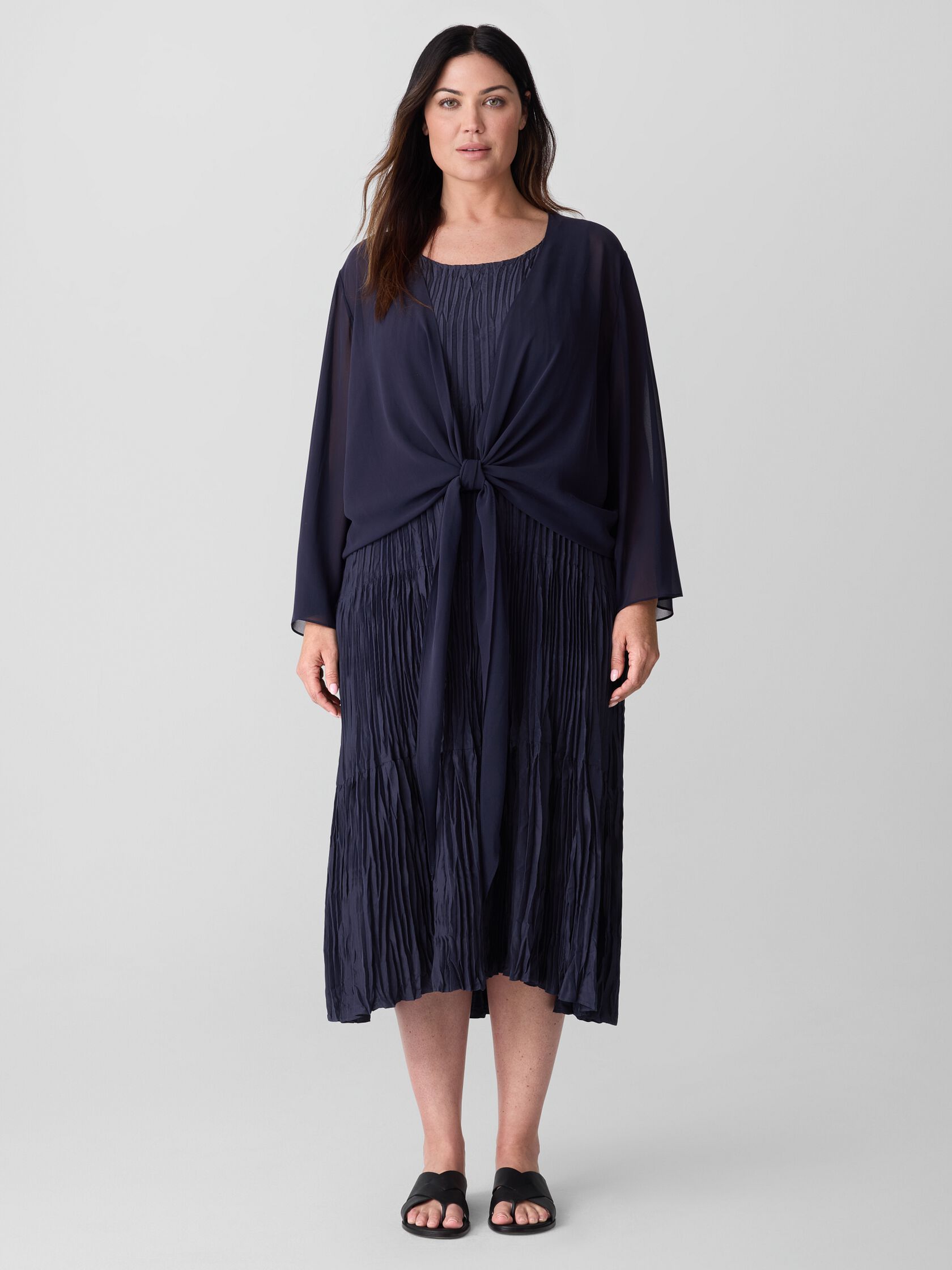 Sheer Silk Georgette Tie Jacket