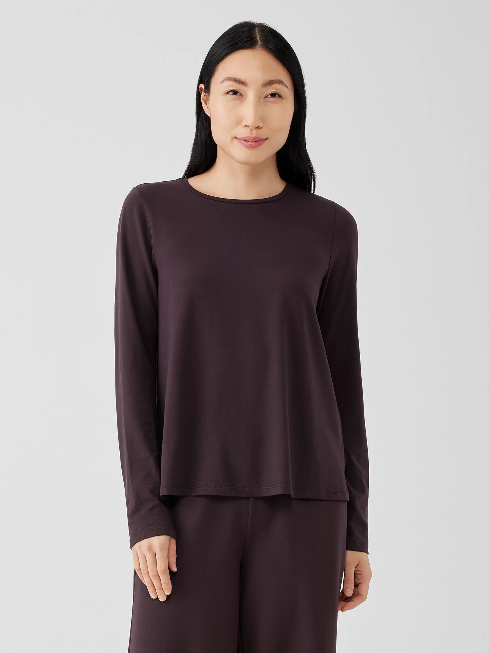 Stretch Jersey Knit Crew Neck Top