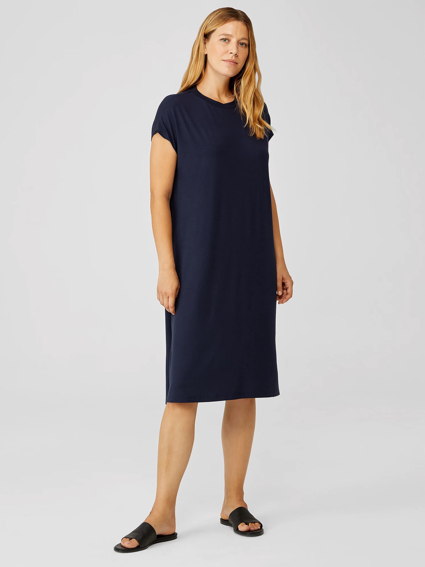 Viscose Jersey Crew Neck Dress