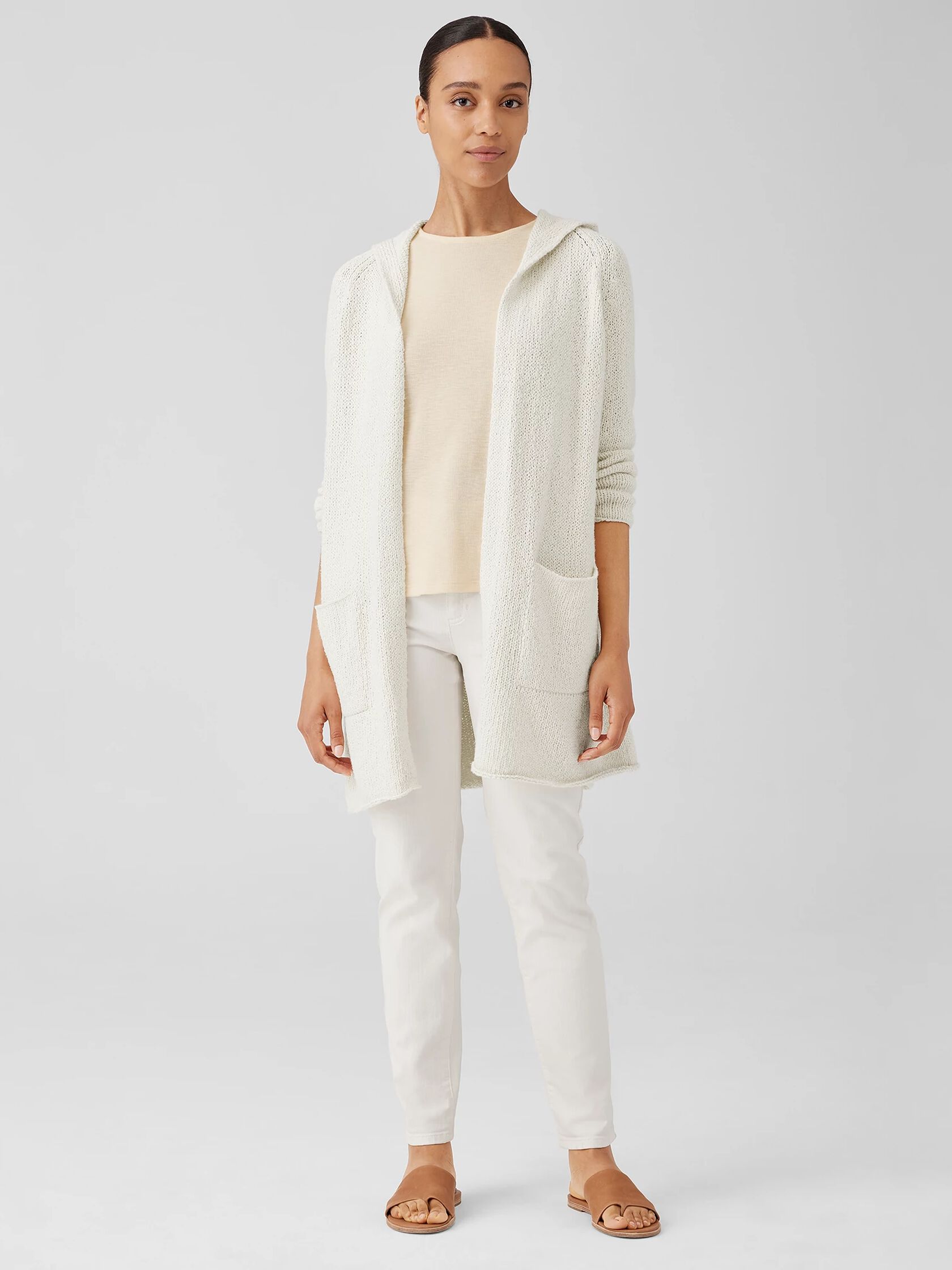 Peruvian Organic Cotton Crimp Hooded Cardigan