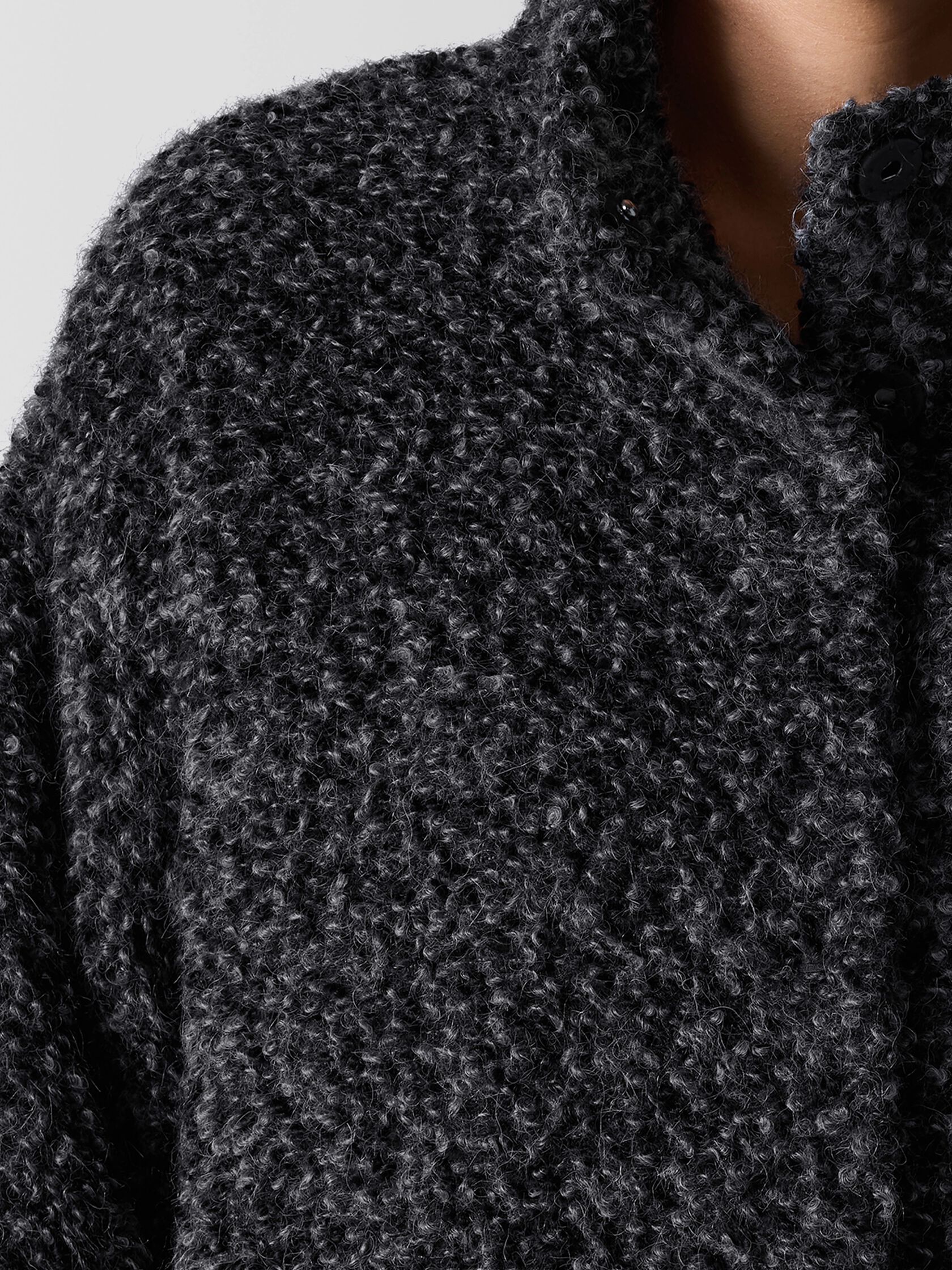 Curly Alpaca Stand Collar Coat