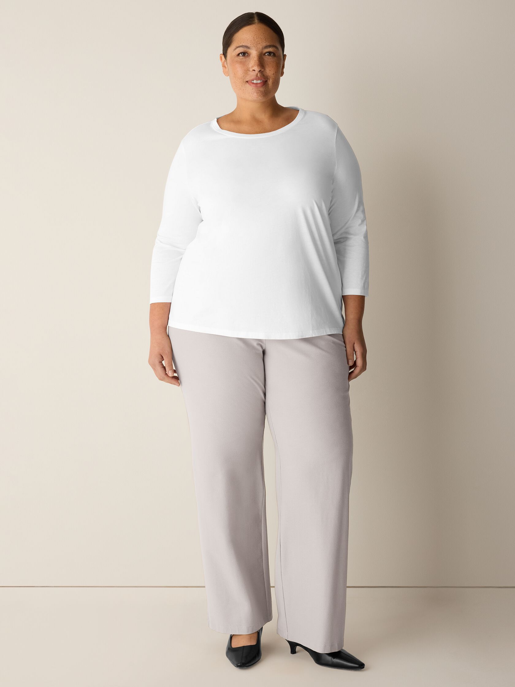 Organic Pima Cotton Jersey 3/4-Sleeve Tee