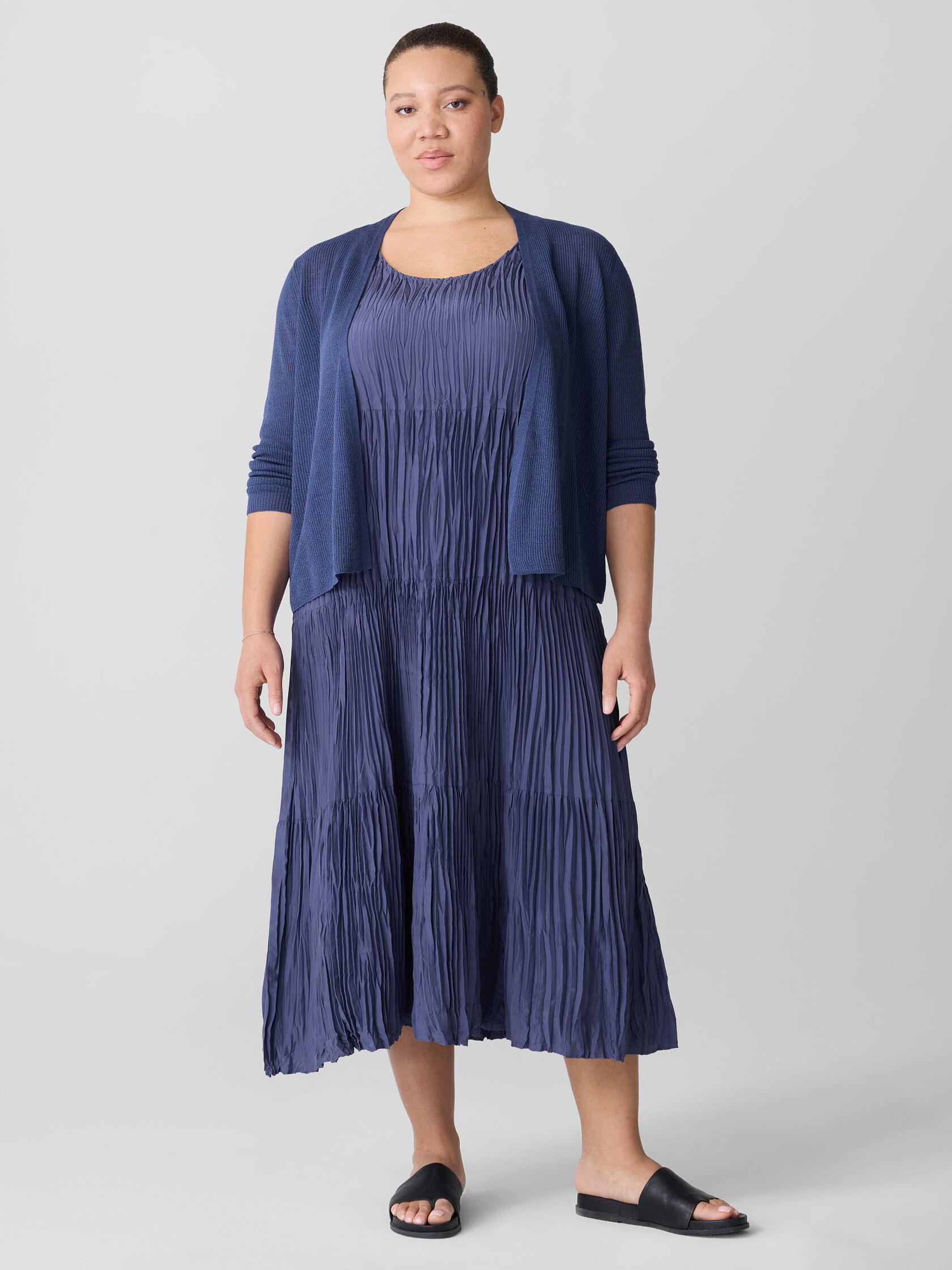 Crushed Silk Tiered Dress