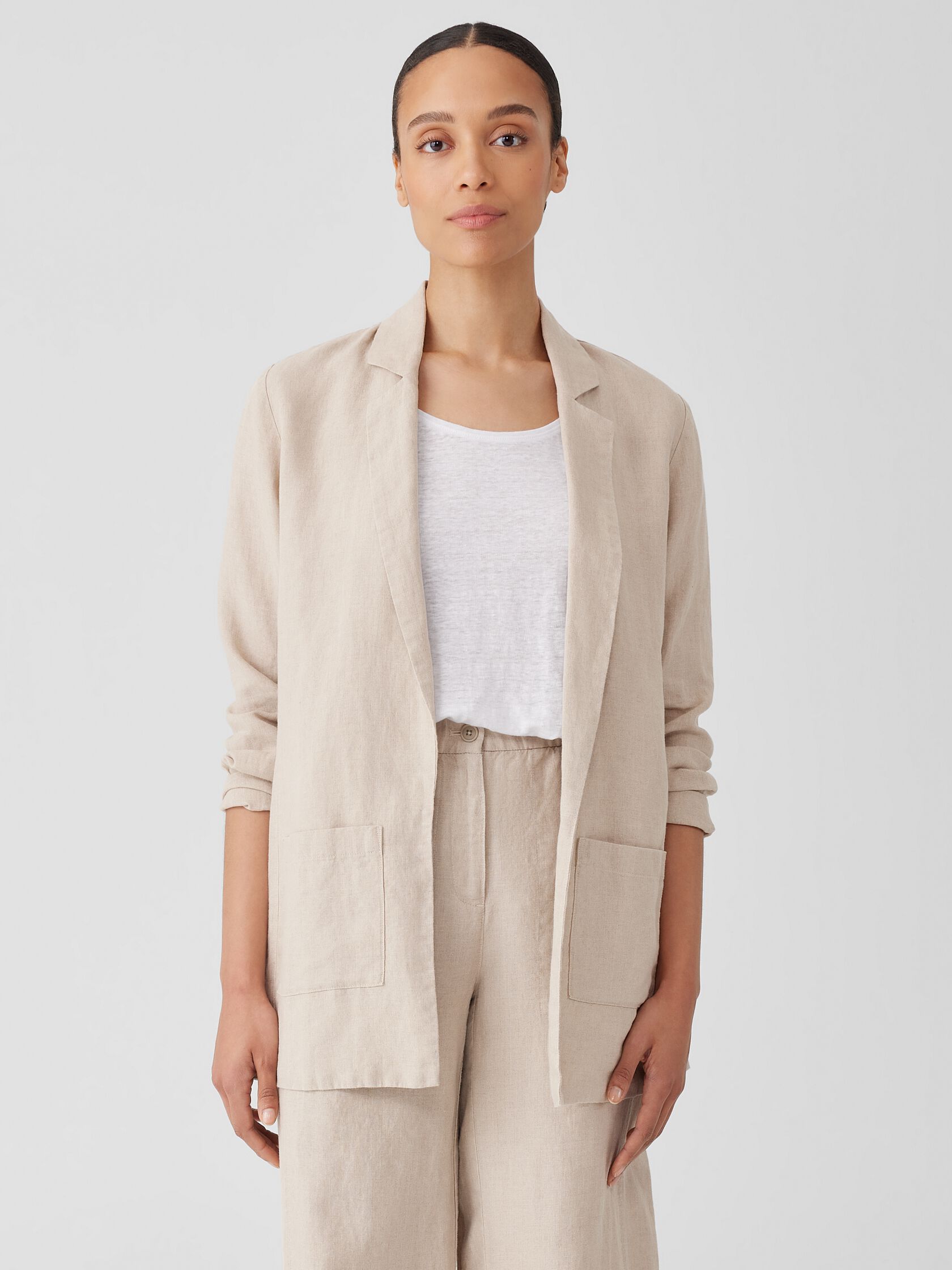Organic Linen Long Blazer